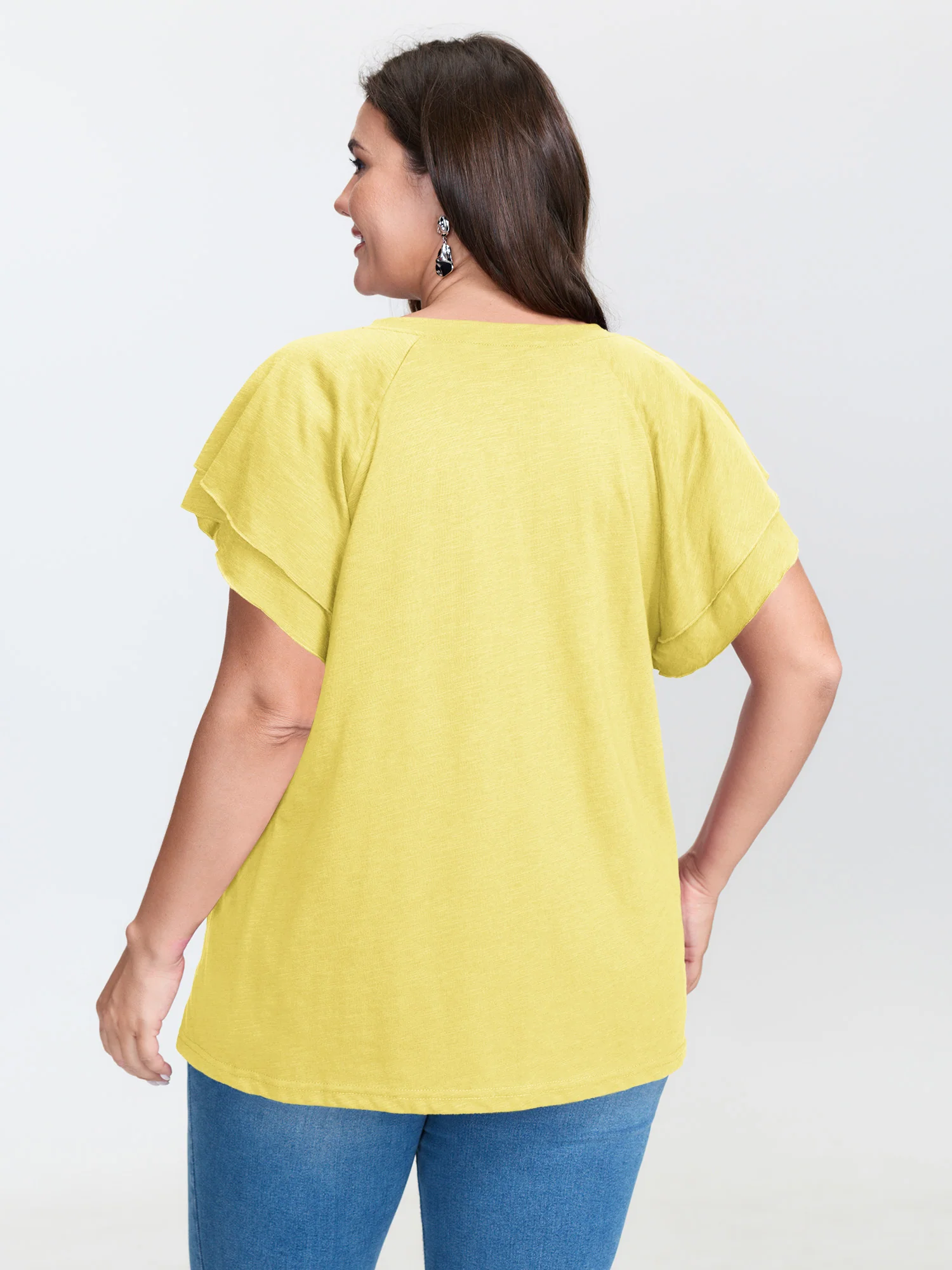 Stretchy Textured Flared Sleeve T-Shirt - Image 33
