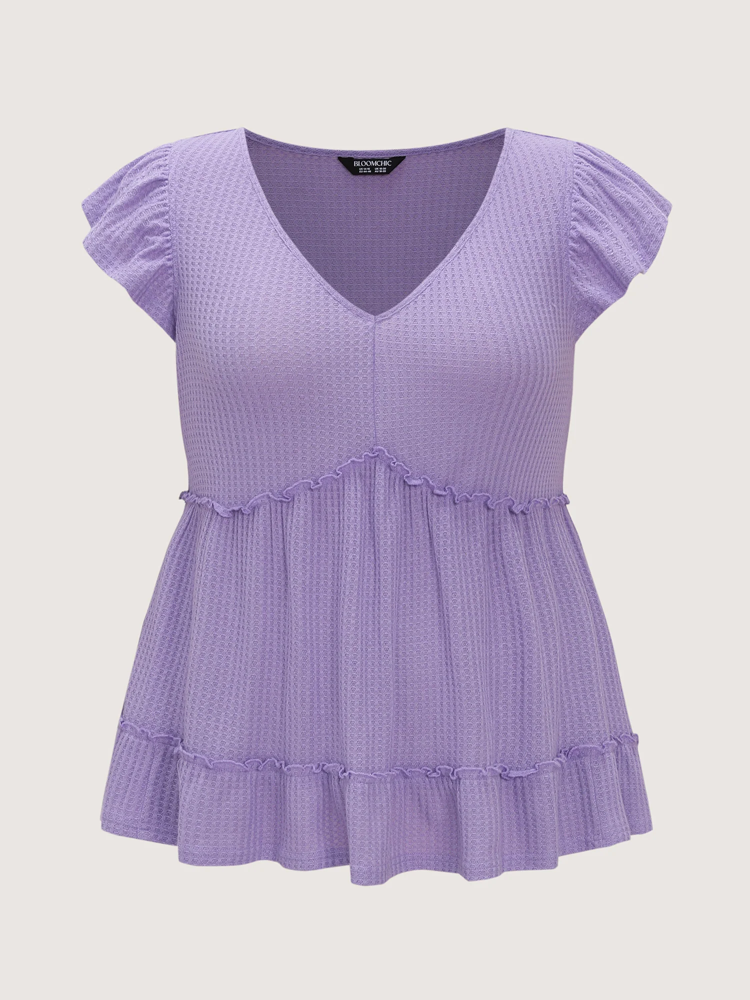Stretchy Textured Flutter Sleeve Knit Top - Image 7