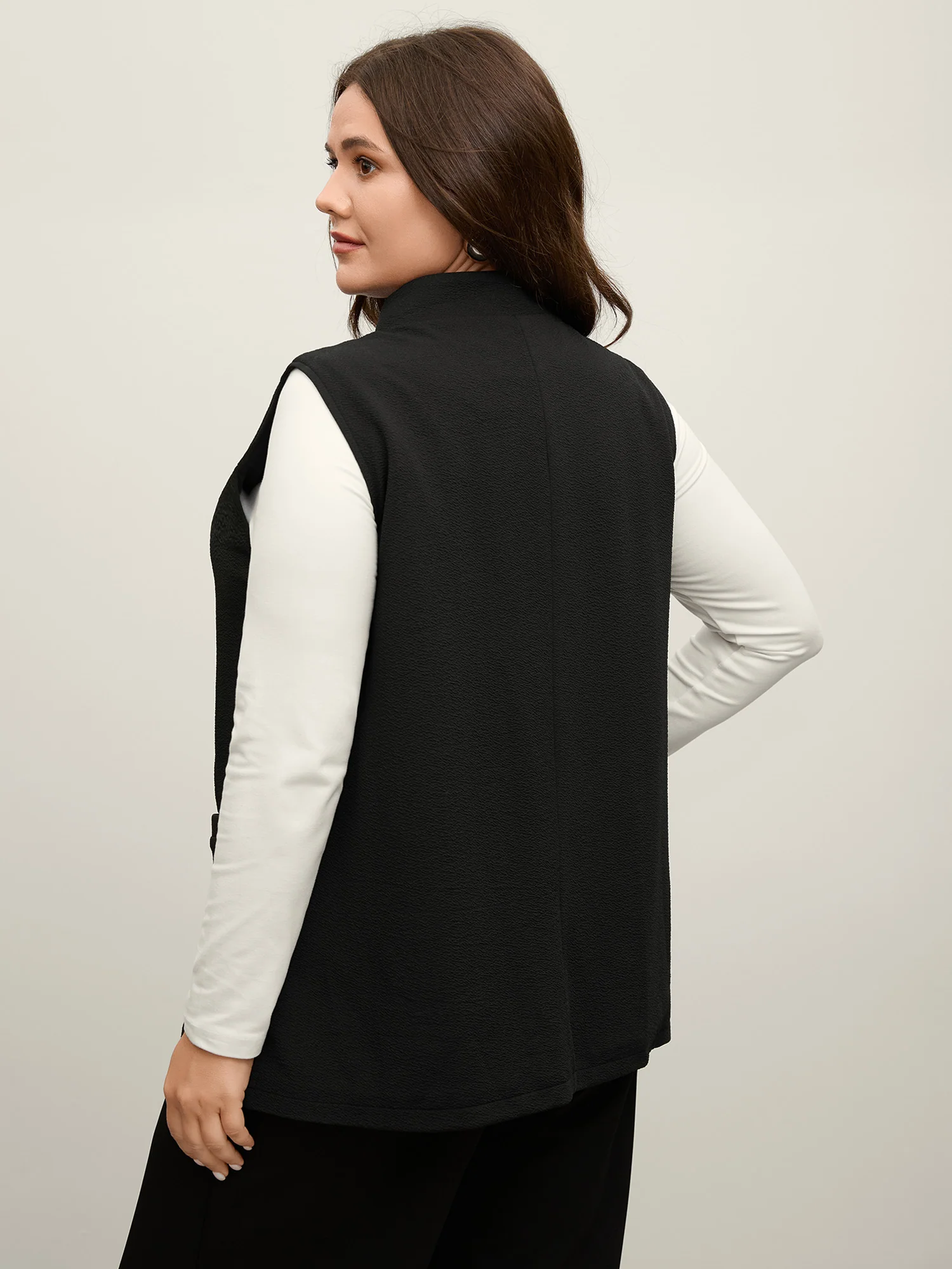 Stretchy Textured Longline Solid Vest - Image 4