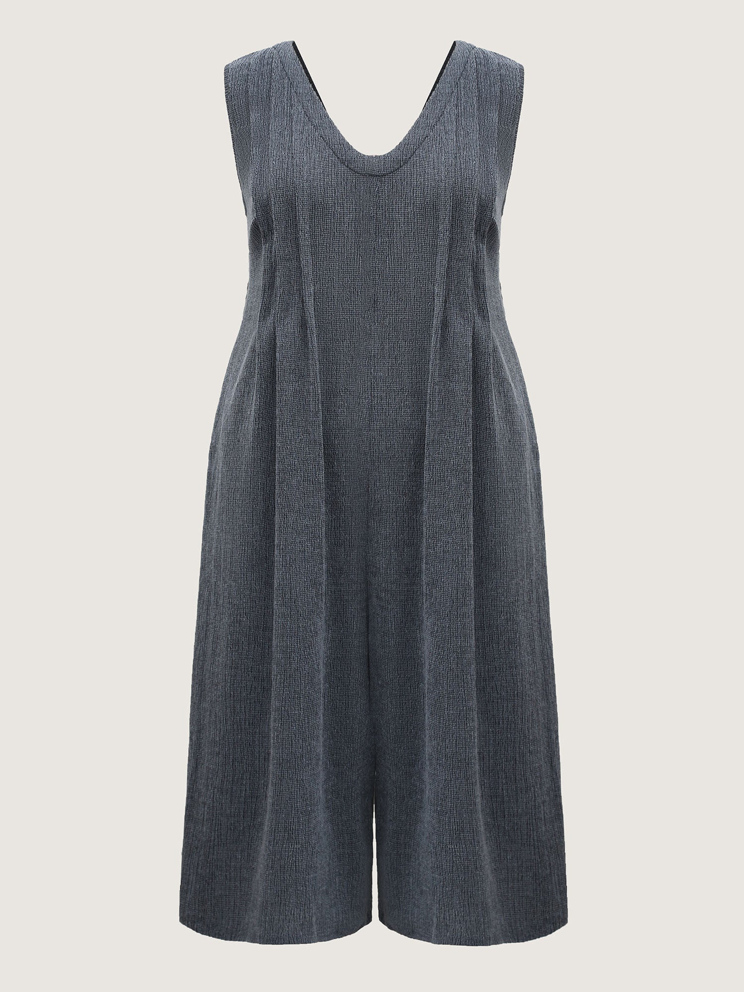 Stretchy Textured Pleated Wide-Leg Jumpsuit - Image 7