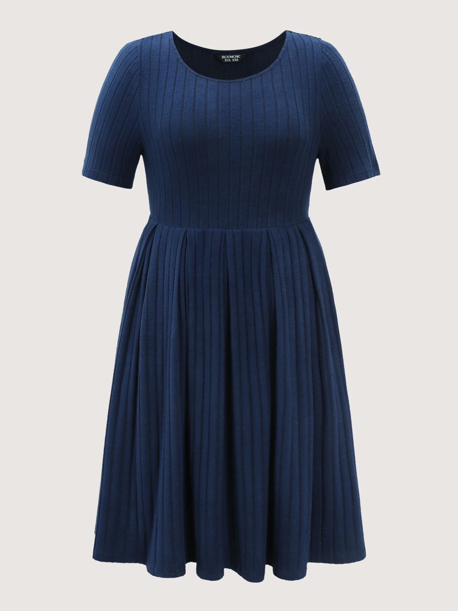 Stretchy Textured Round Neck Mini Dress - Image 7