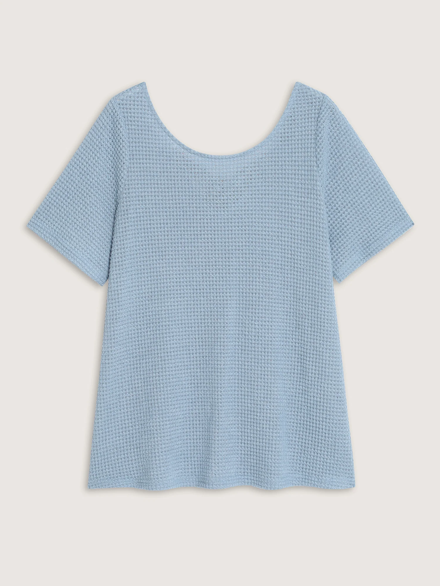 Stretchy Textured Round Neck Plain T-Shirt - Image 8