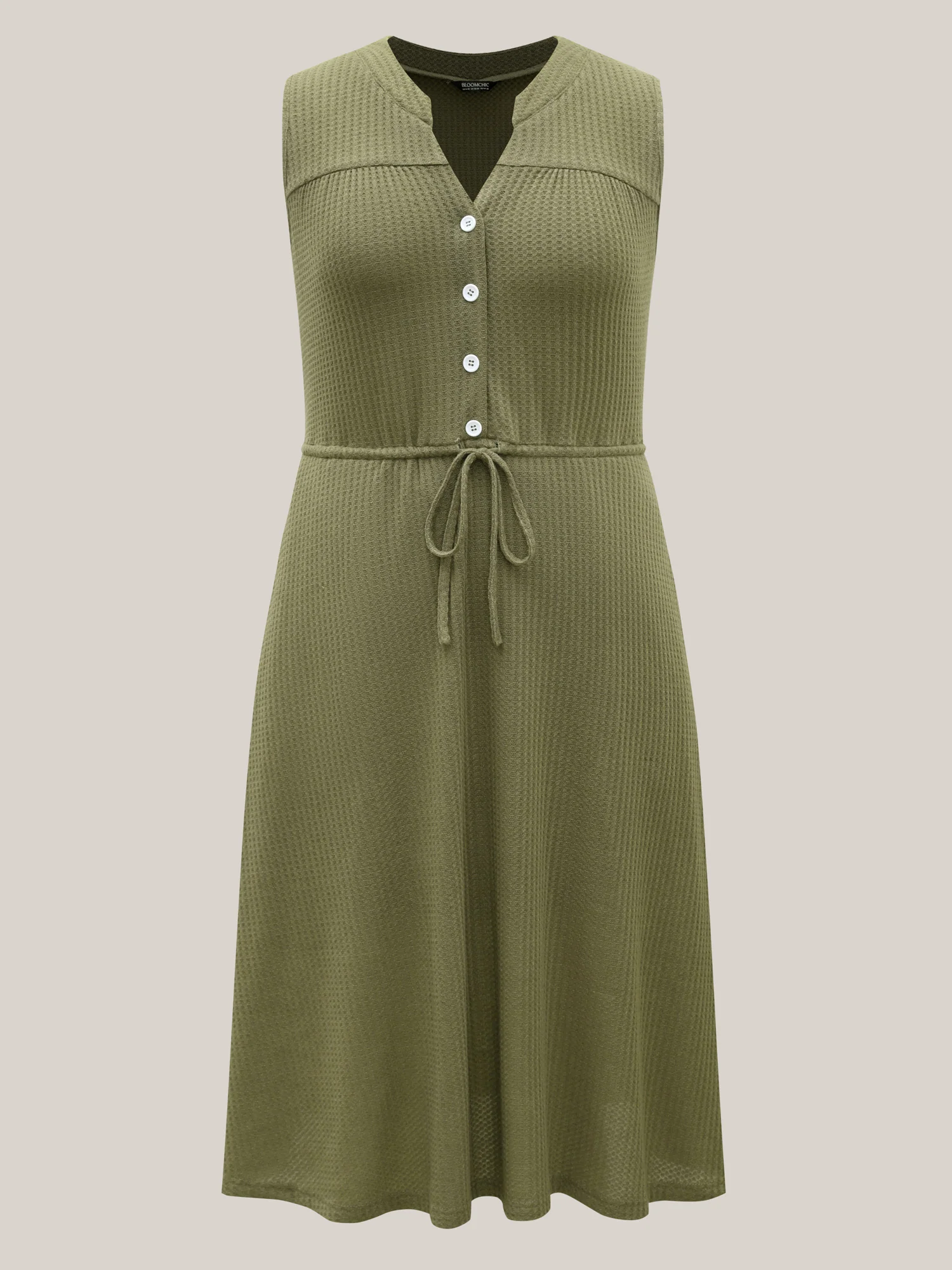 Stretchy Textured Waist-Tie Midi Dress - Image 8