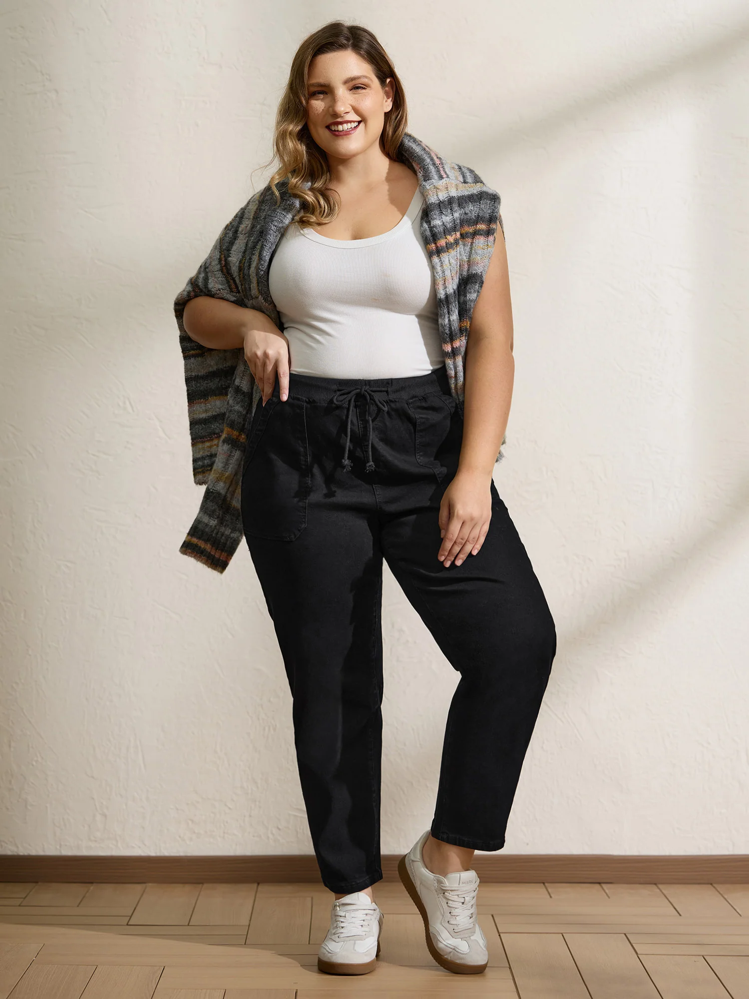 Stretchy Threaded Waist Skinny-Fit Jeans - Image 2
