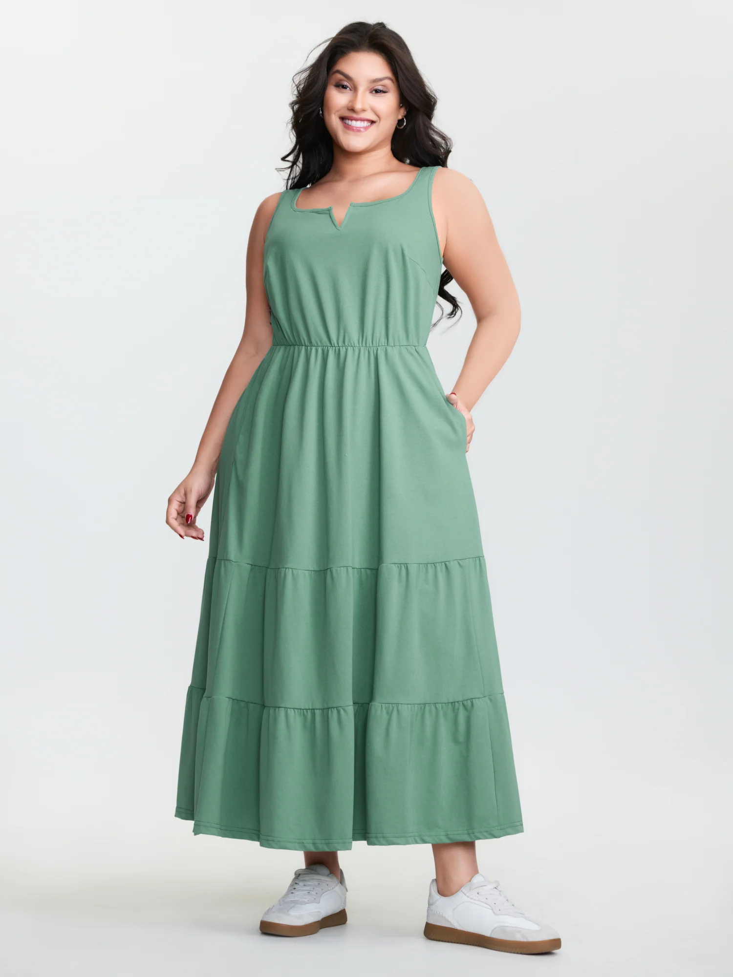 Stretchy Tiered Flowy Maxi Dress - Image 2