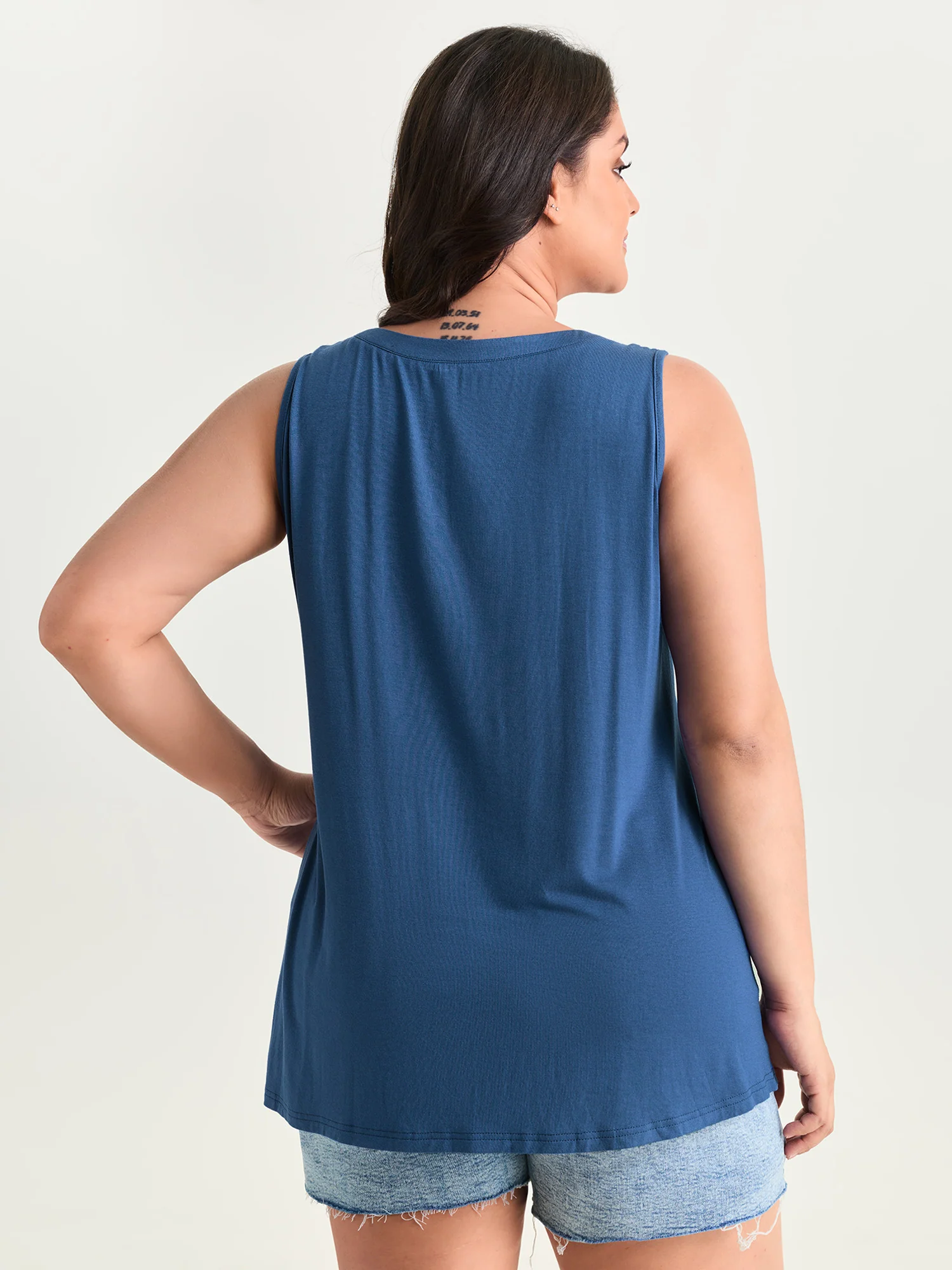 Stretchy Toothpick Pleats Plain Tank Top - Image 5