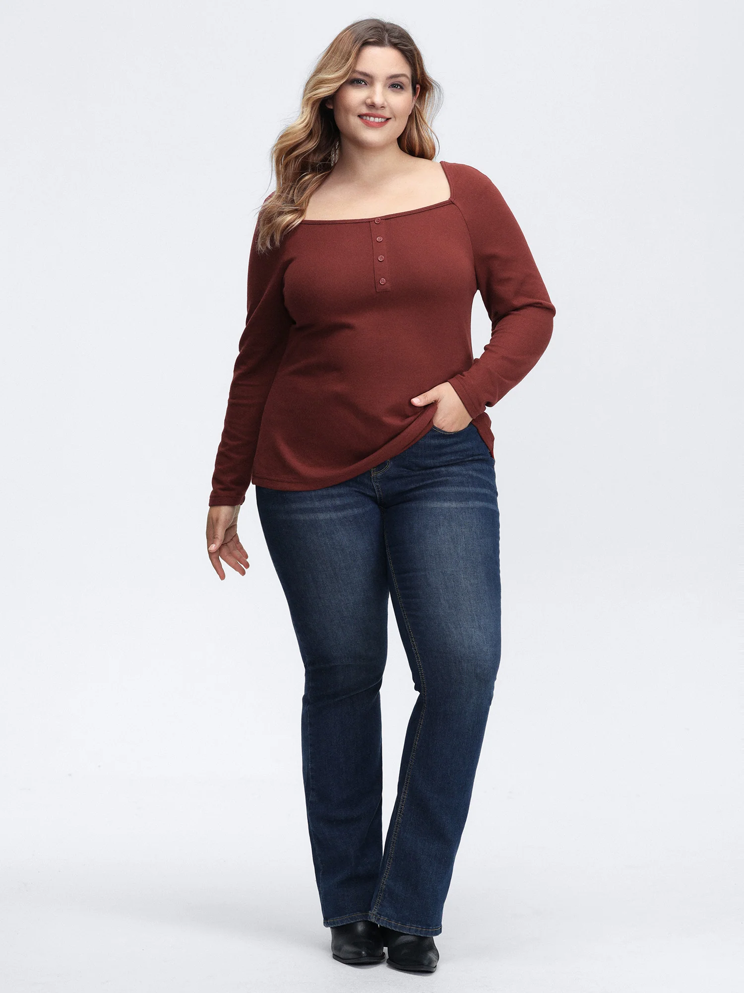 Stretchy Velvety Feel Back Detail T-Shirt - Image 3
