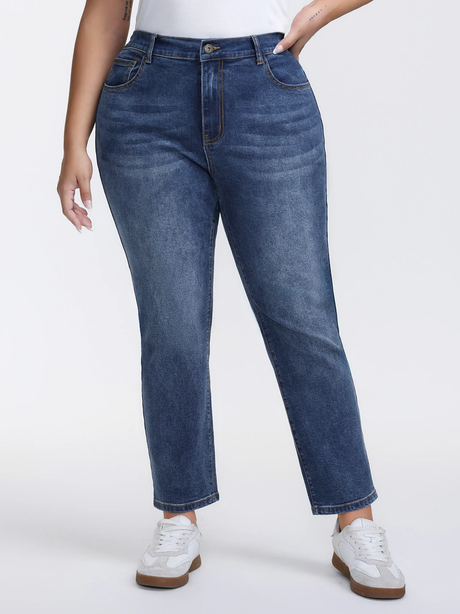 Vintage Wash High Rise Straight-Leg Jeans - Image 2