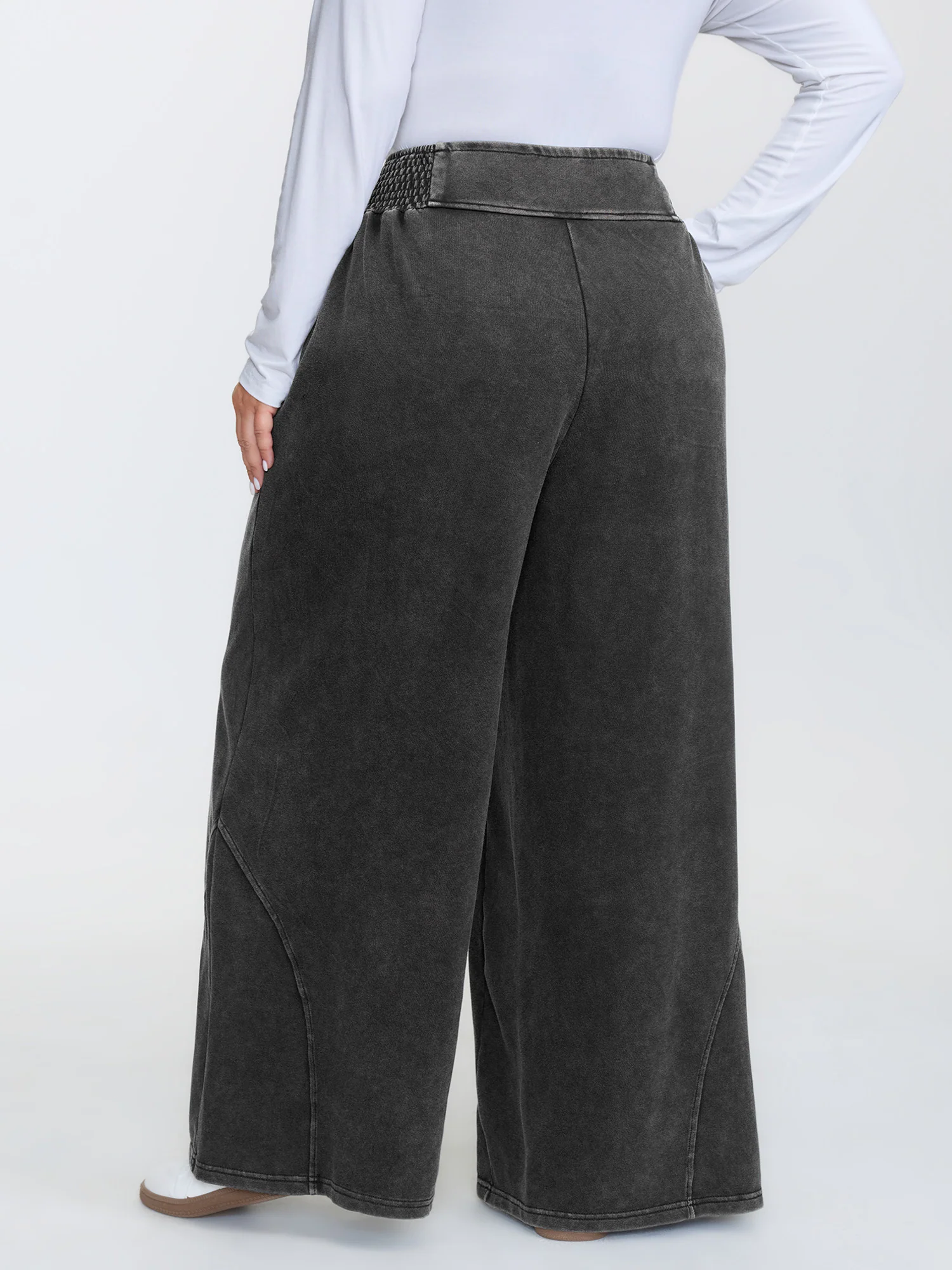 Stretchy Vintage Wash Wide-Leg Pants - Image 5