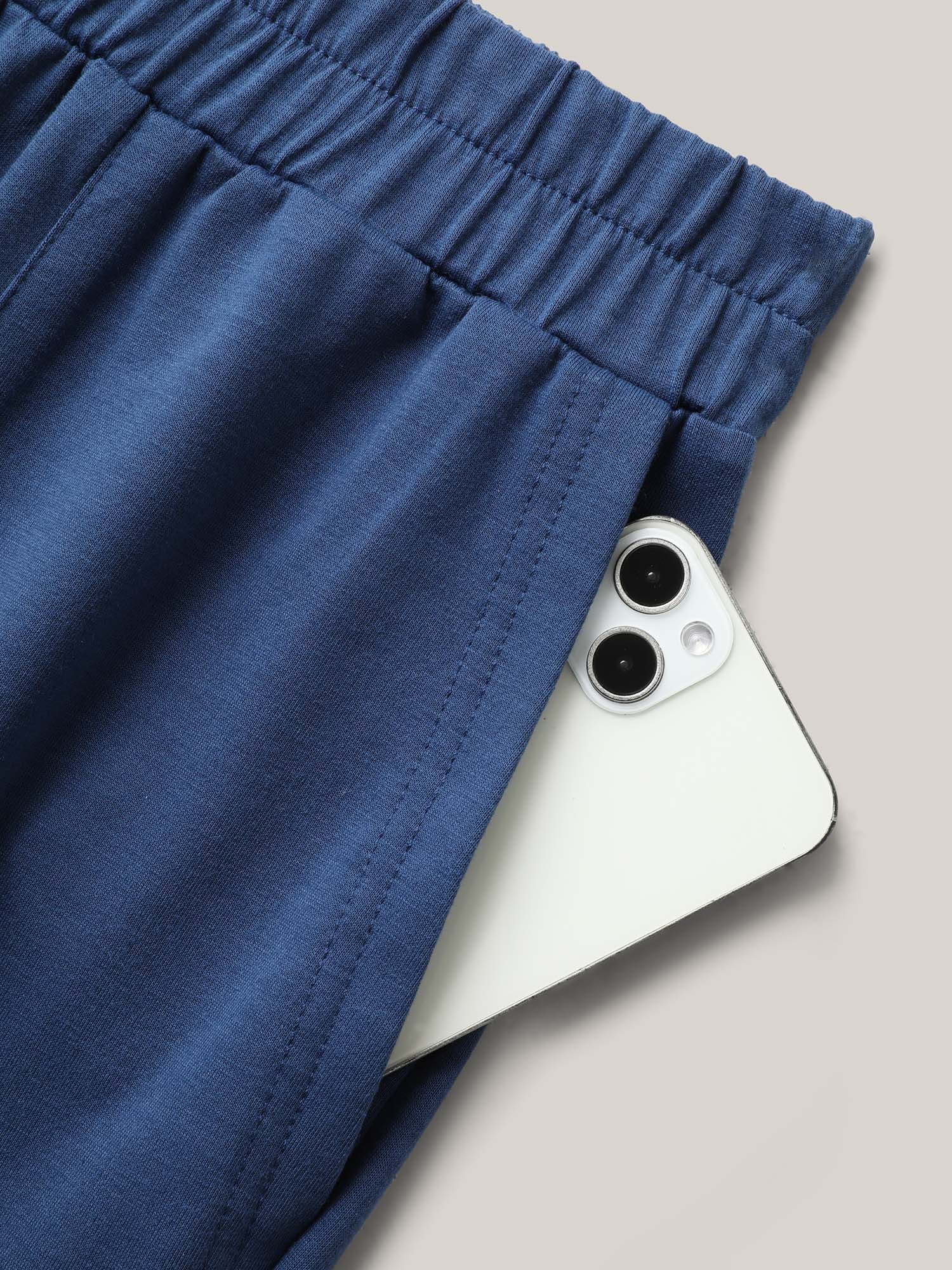 Stretchy Waist Asymmetrical Hem Straight-Leg Pants - Image 5