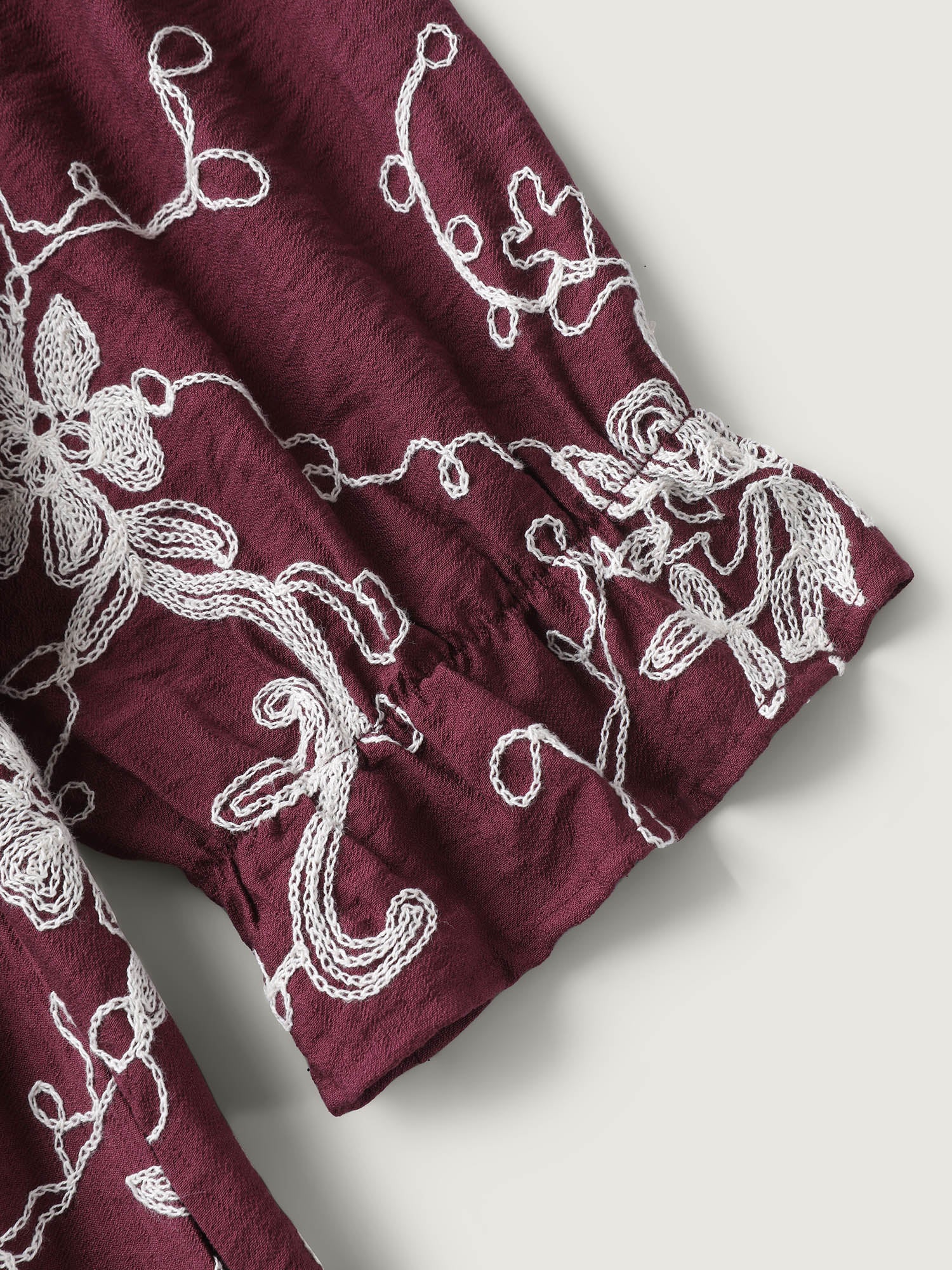 Floral Embroidered Stretchy Waist Midi Dress - Image 6