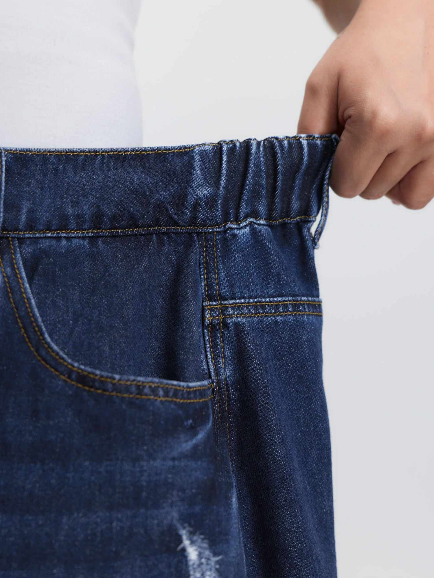 Stretchy Waist Bootcut Maxi Denim Skirt - Image 4