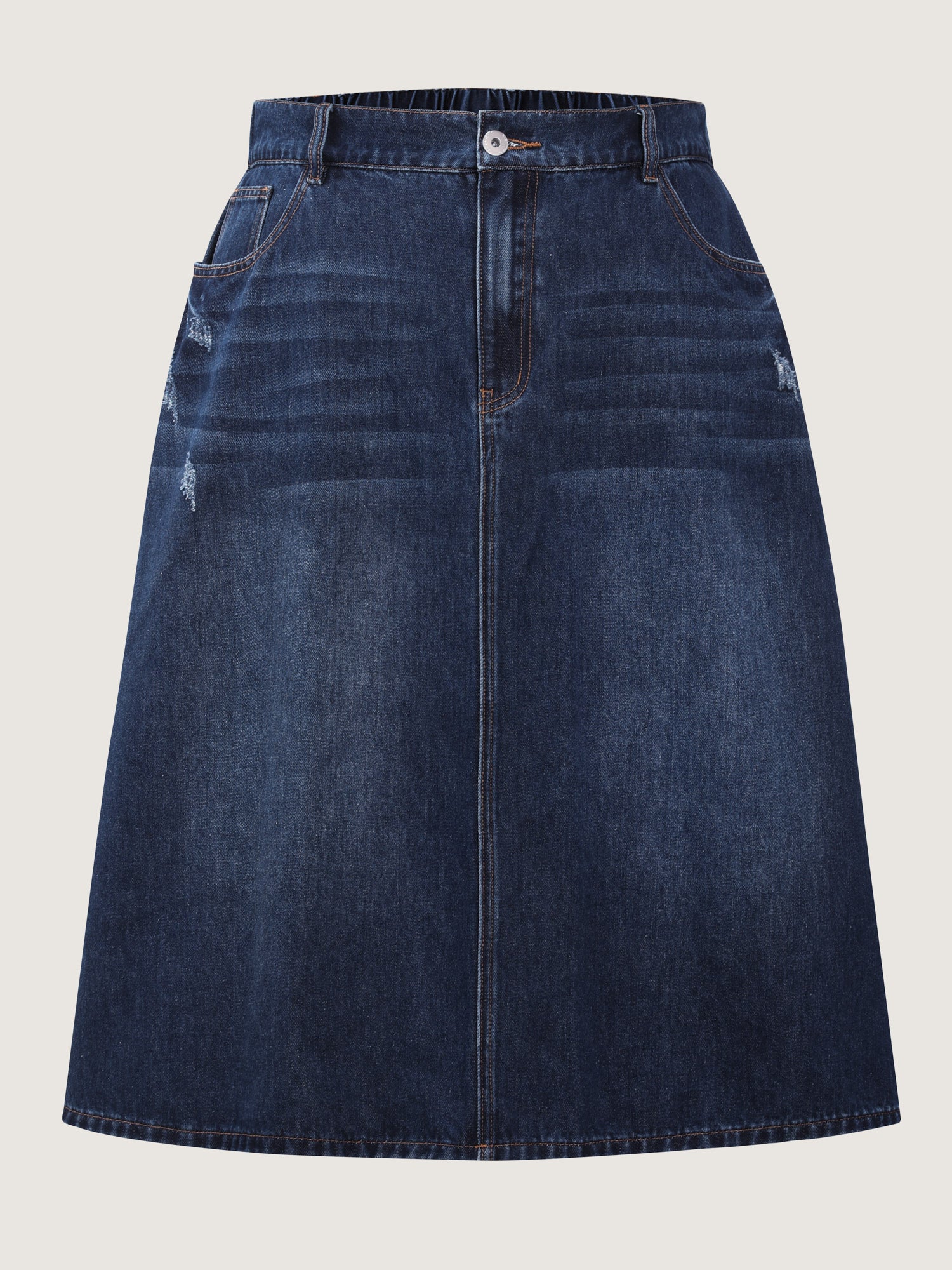 Stretchy Waist Bootcut Maxi Denim Skirt - Image 8