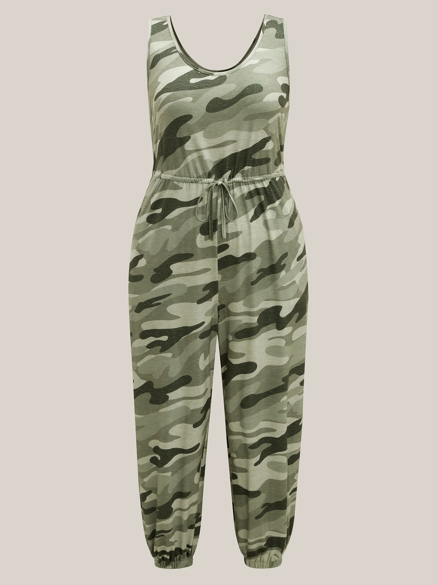 Stretchy Waist Camouflage Print Pockets Jumpsuit - Image 5