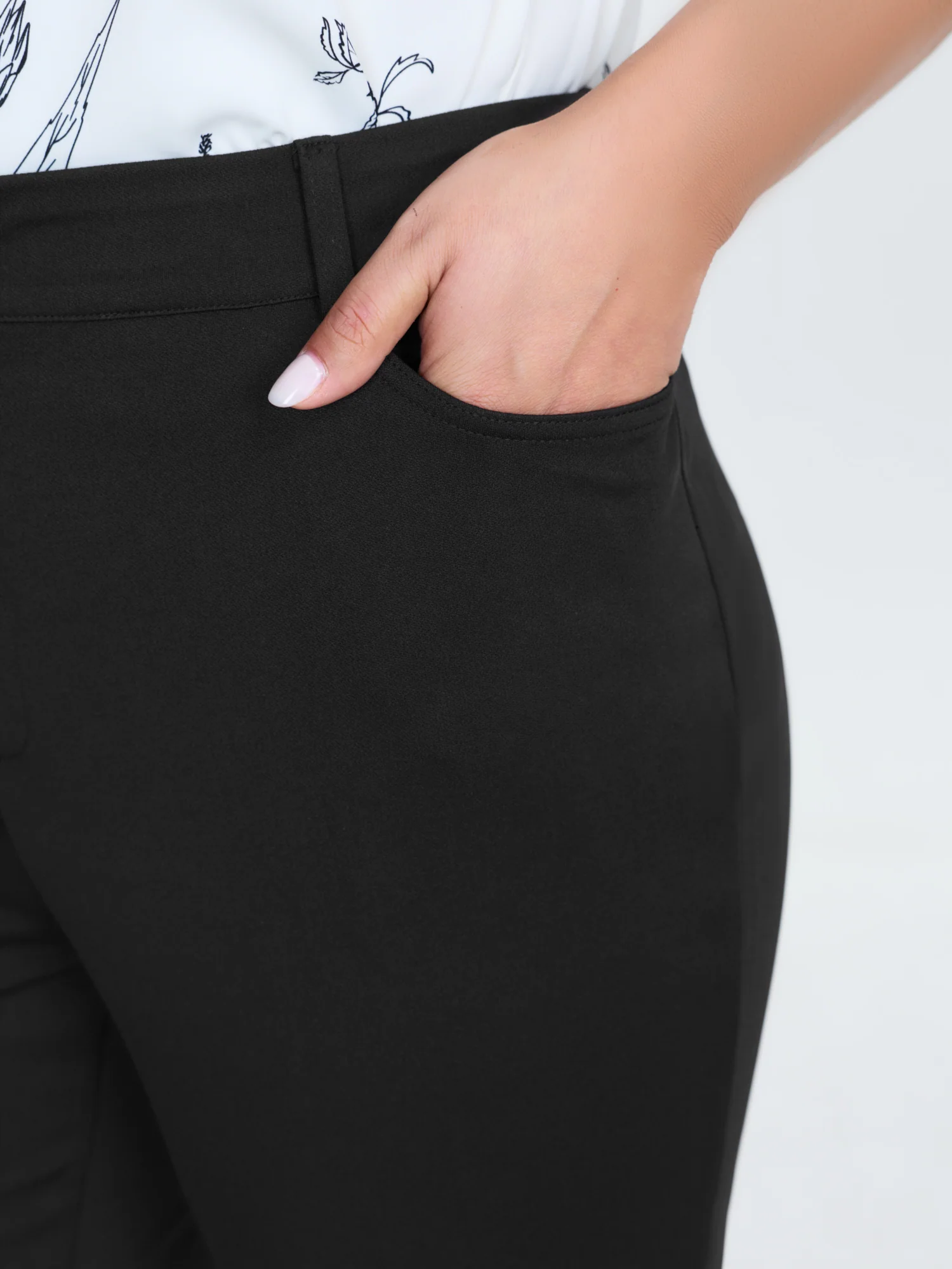 Stretchy Waist Crease Line Flared Pants - Image 3