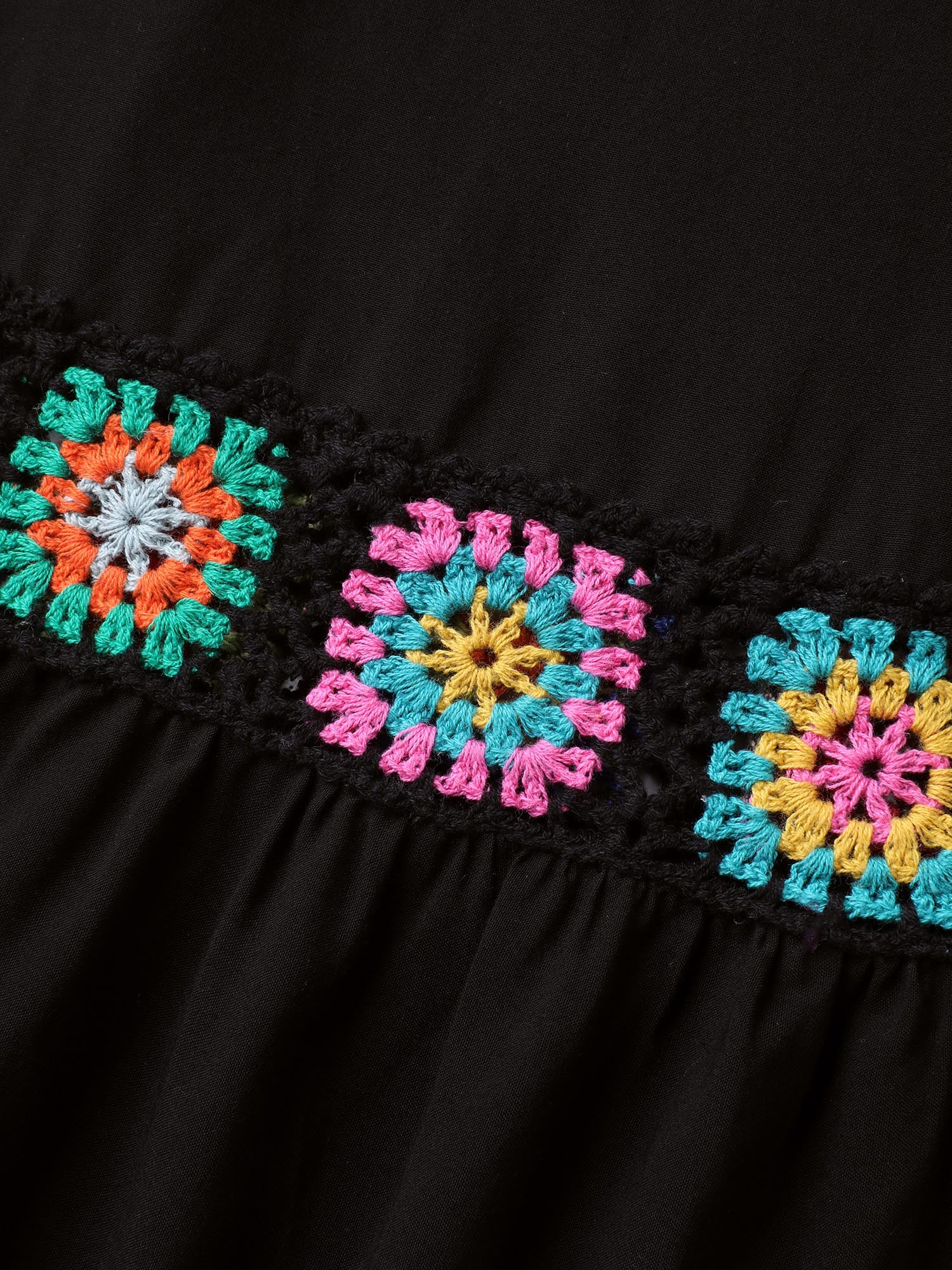 Stretchy Waist Crochet Floral Wide-Leg Pants - Image 7