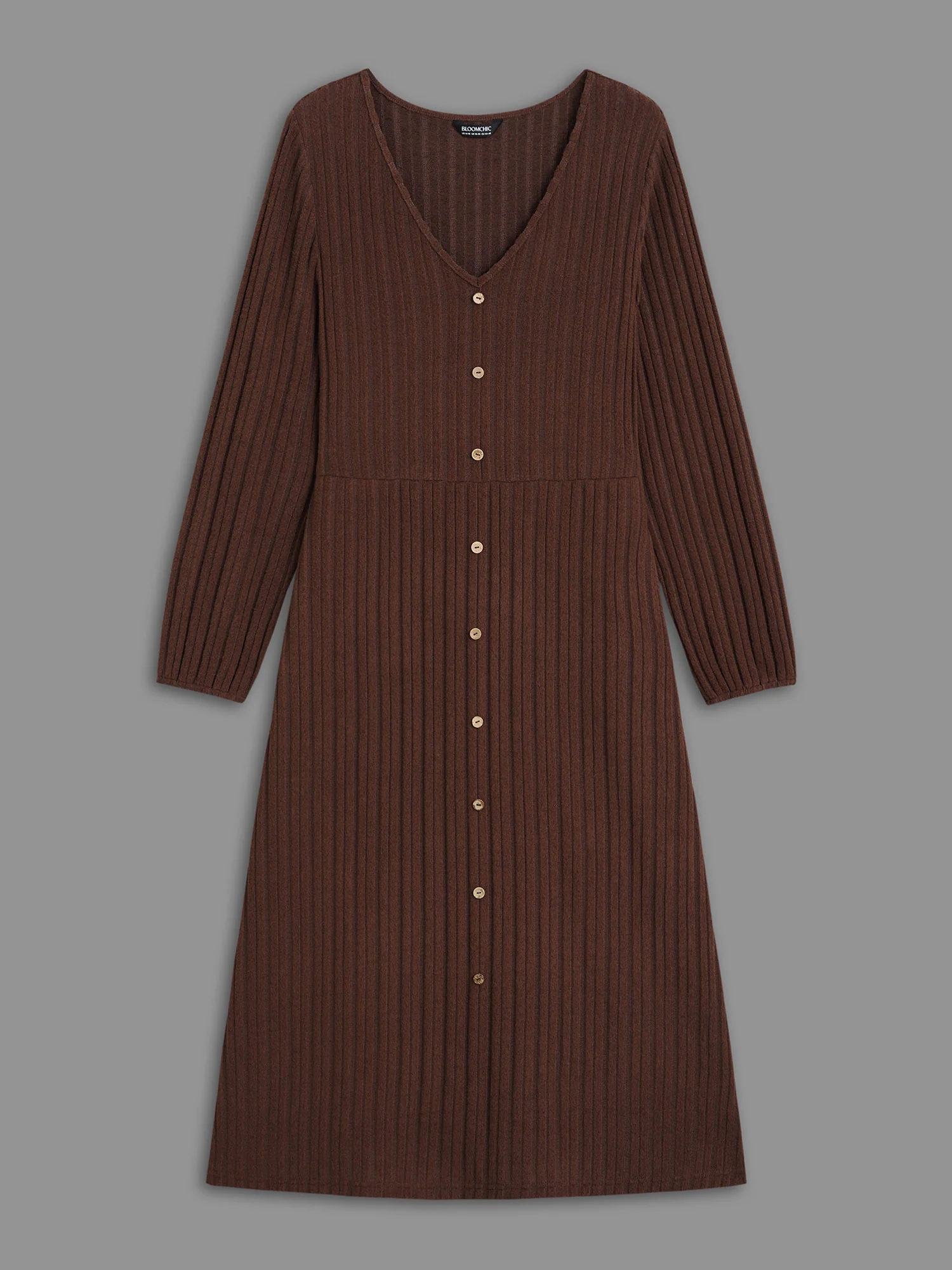 Stretchy Waist Defining Knit Midi Dress - Image 8