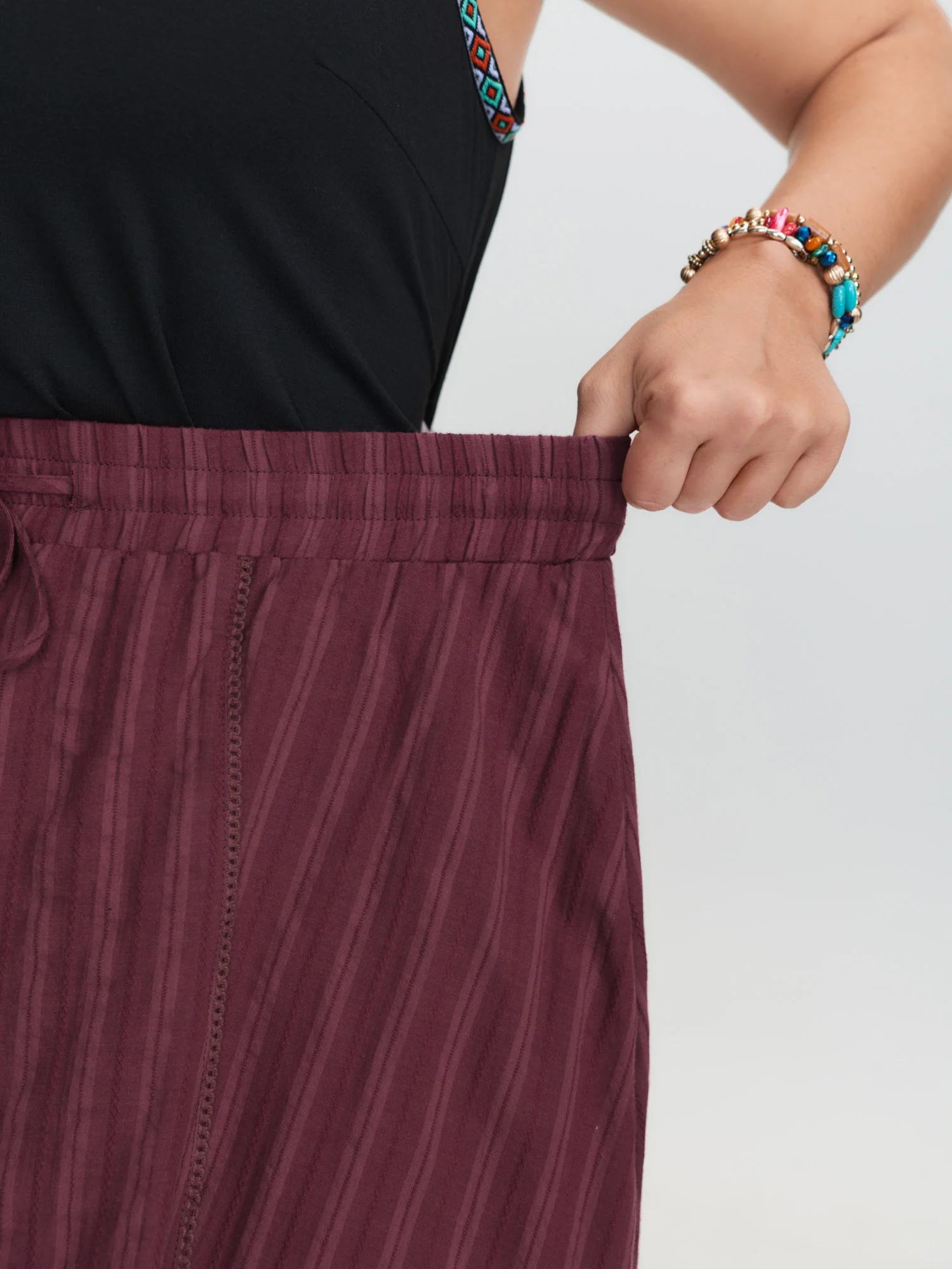 Stretchy Waist Drawstring Maxi Skirt - Image 4