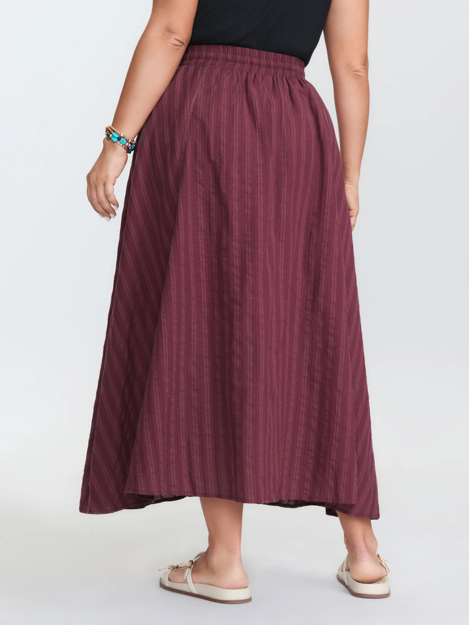 Stretchy Waist Drawstring Maxi Skirt - Image 5
