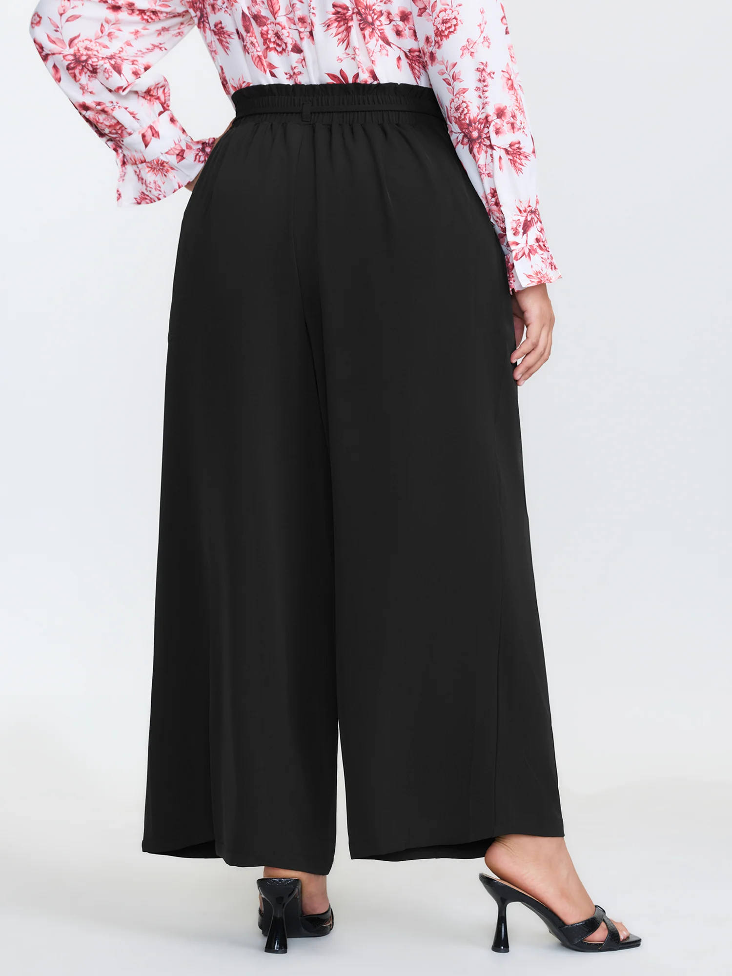 Stretchy Waist Drawstring Pockets Pants - Image 5