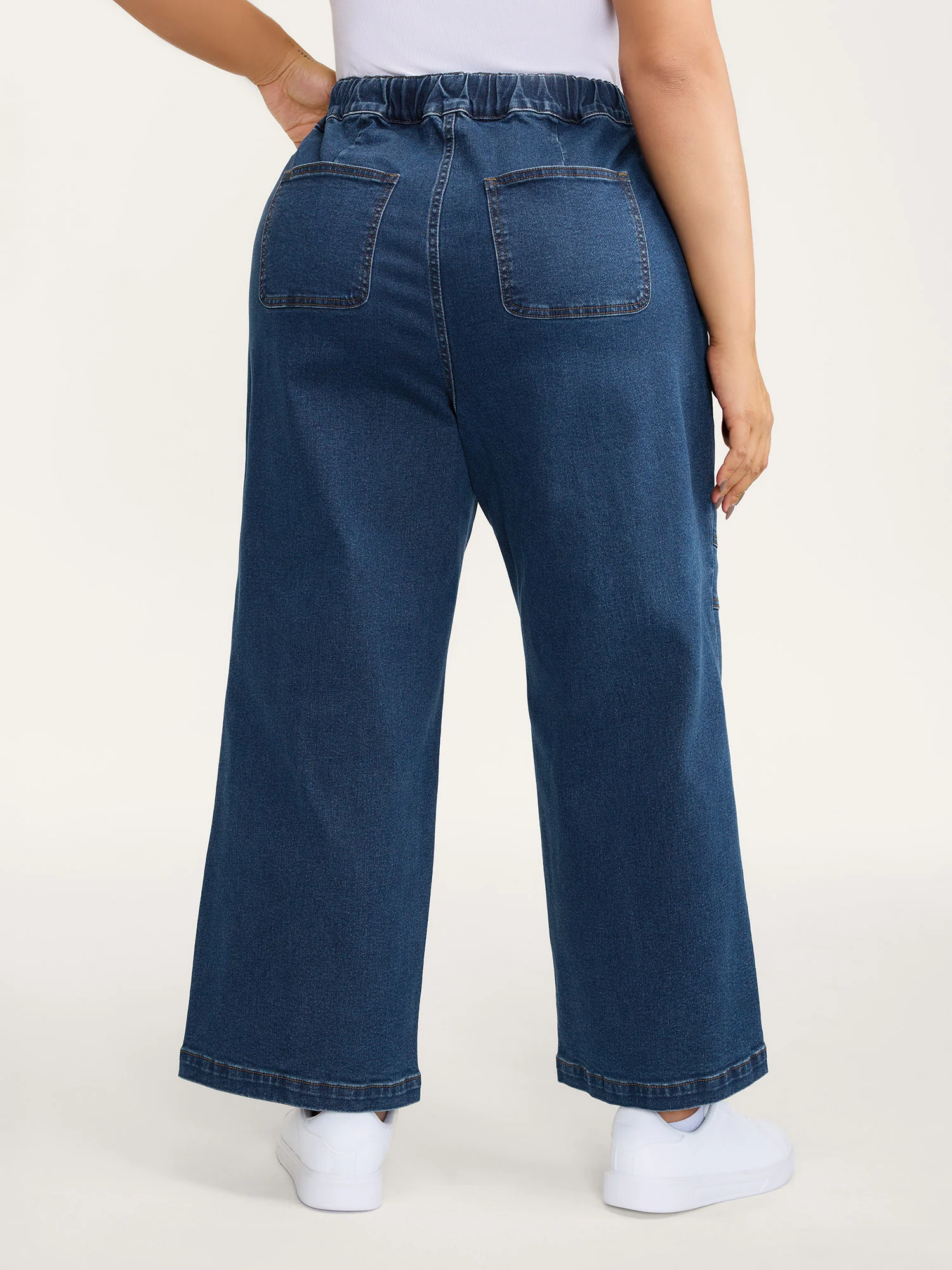 Pull-On Drawstring Straight-Leg Cargo Jeans - Image 6