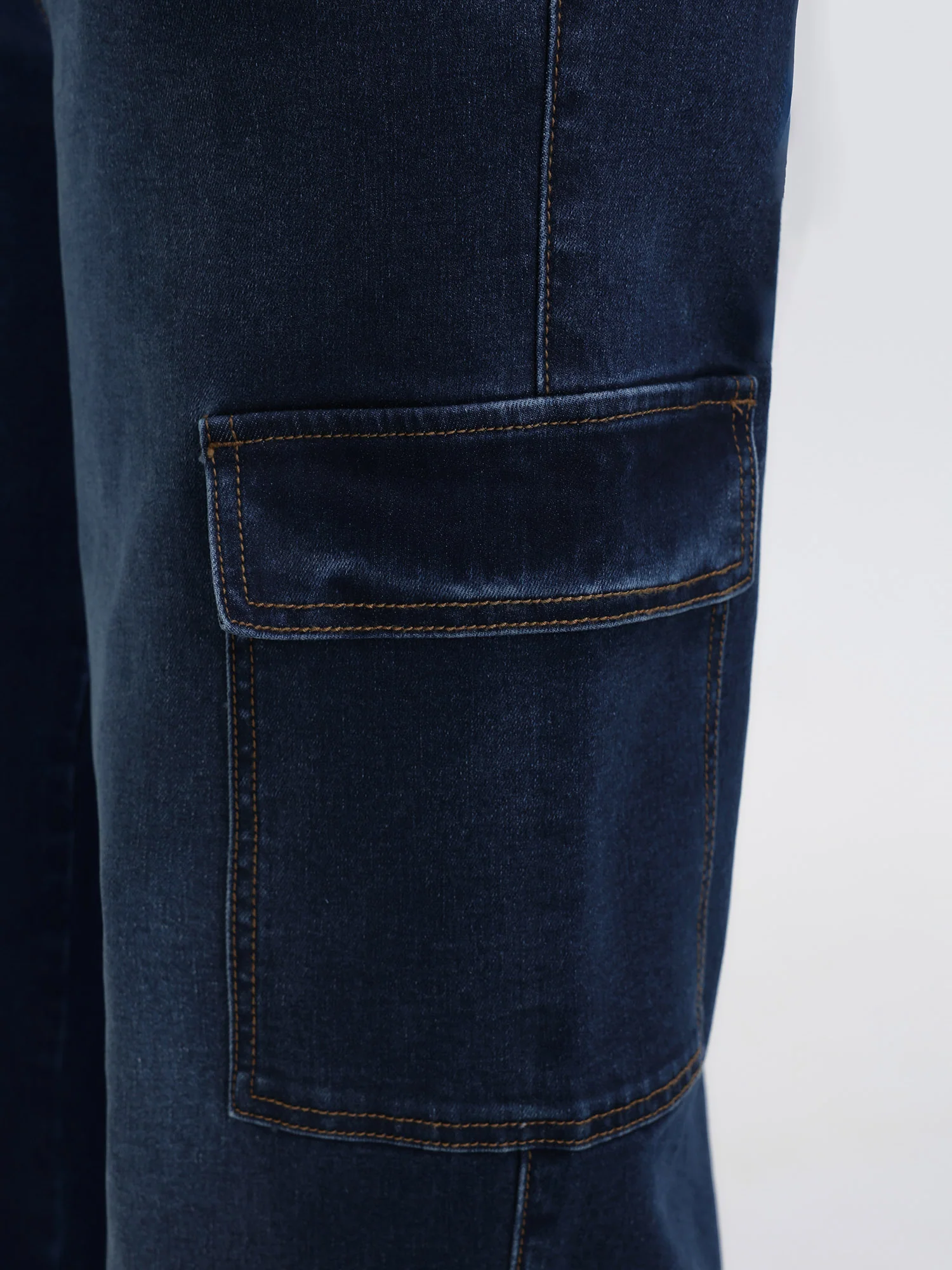 Stretchy Waist Drawstring Wide-Leg Jeans - Image 5