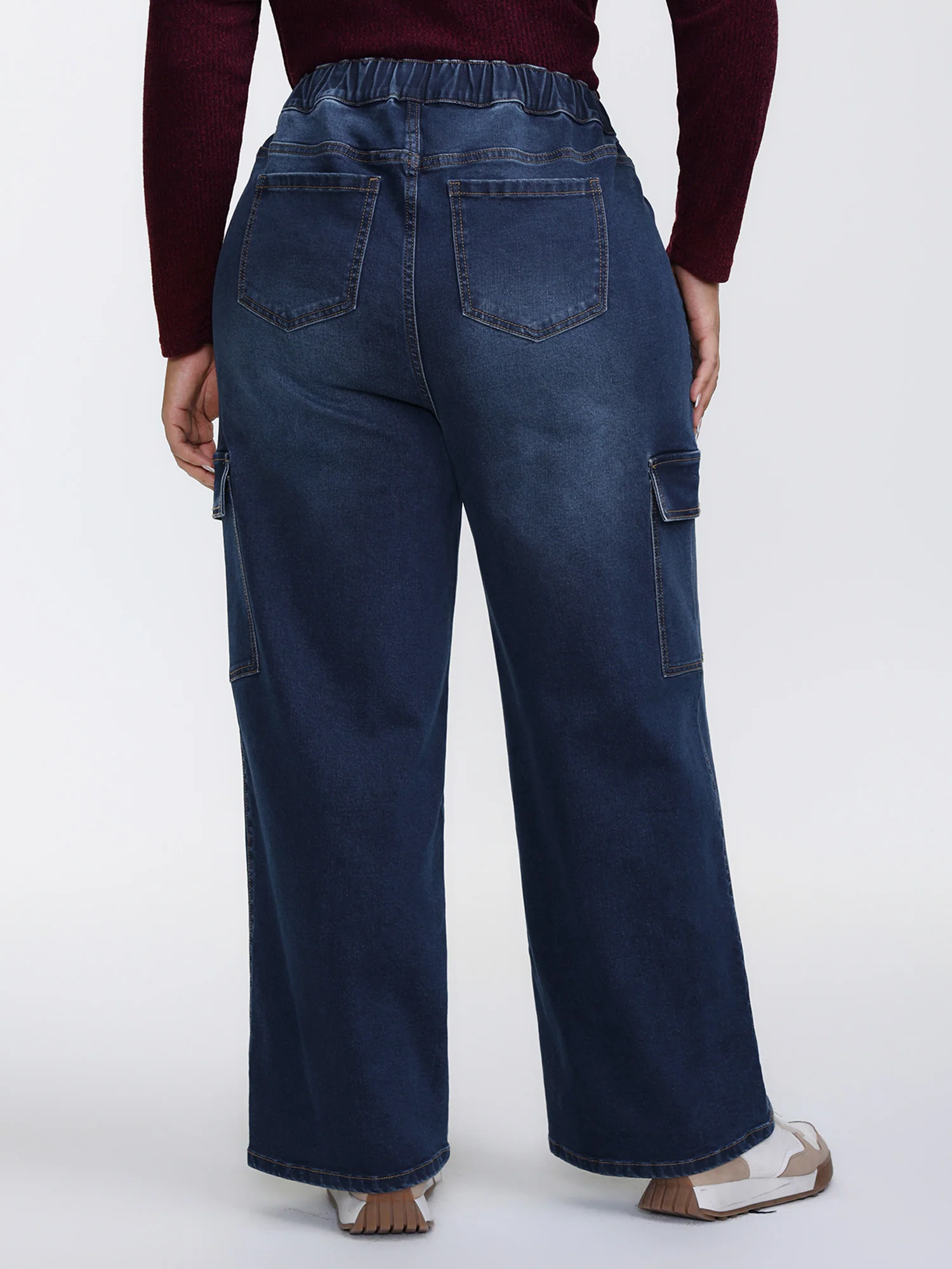 Stretchy Waist Drawstring Wide-Leg Jeans - Image 7