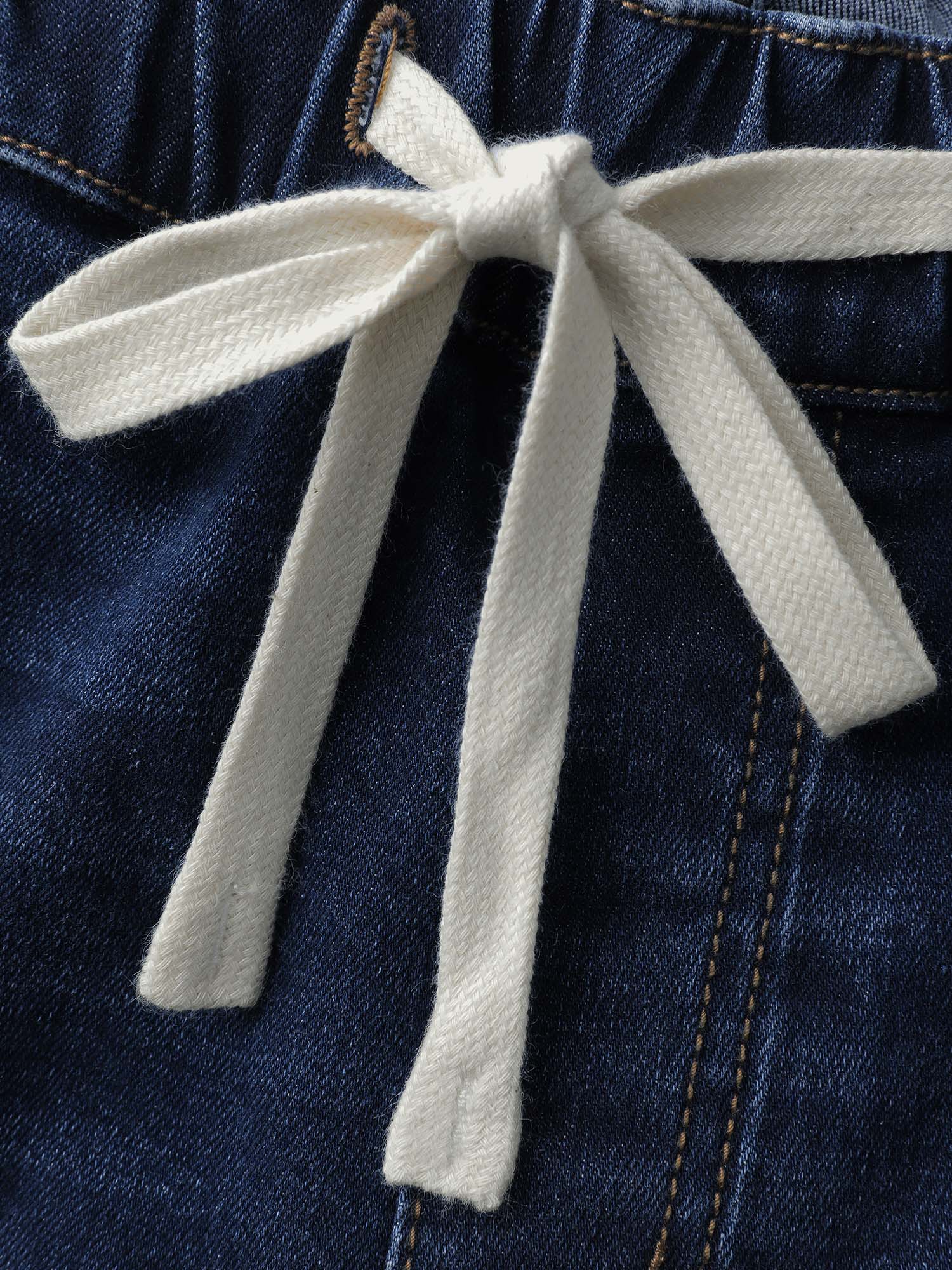 Stretchy Waist Drawstring Wide-Leg Jeans - Image 9