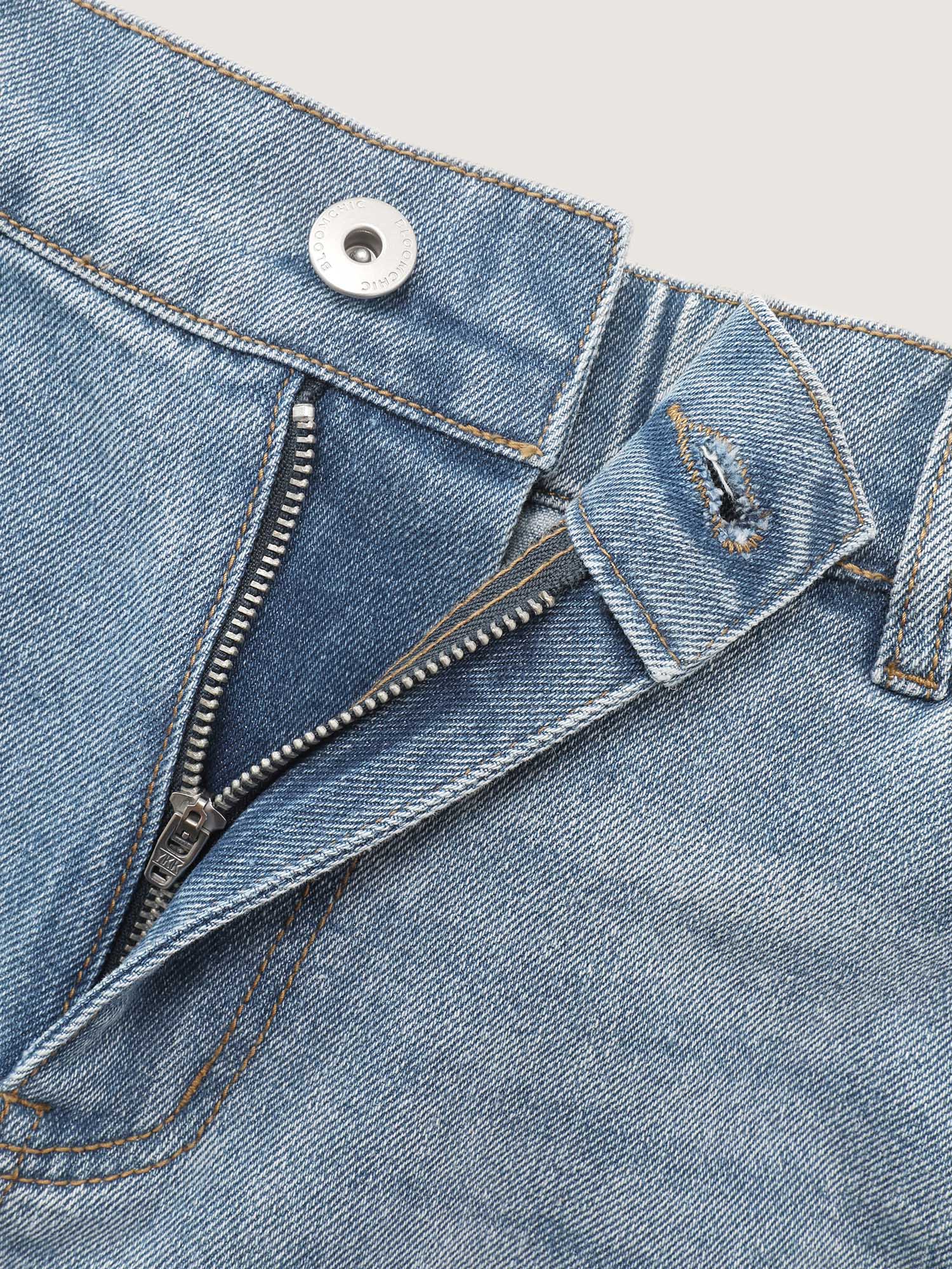 Stretchy Waist Faded Bermuda Denim Shorts - Image 6