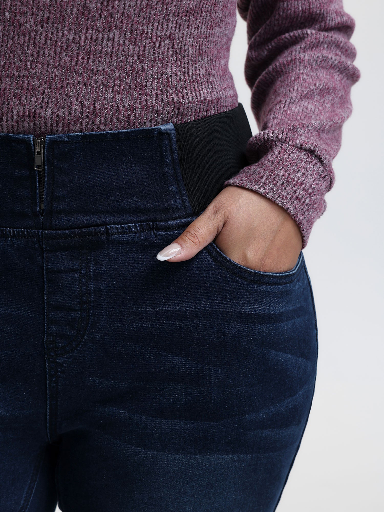 Stretchy Waist Flared Hem Jeans - Image 3