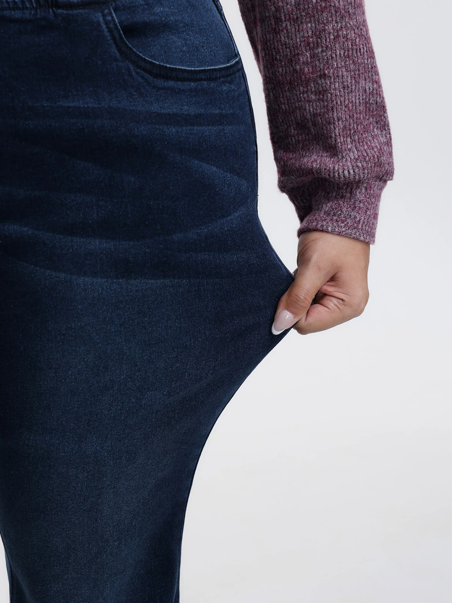 Stretchy Waist Flared Hem Jeans - Image 5