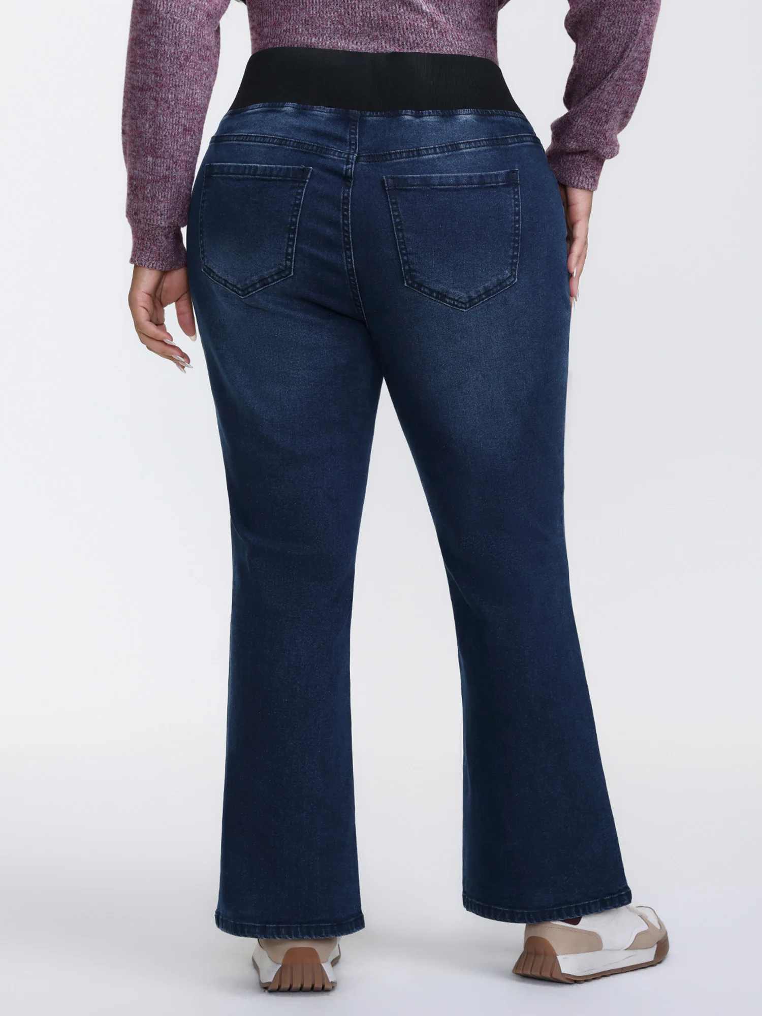 Stretchy Waist Flared Hem Jeans - Image 6