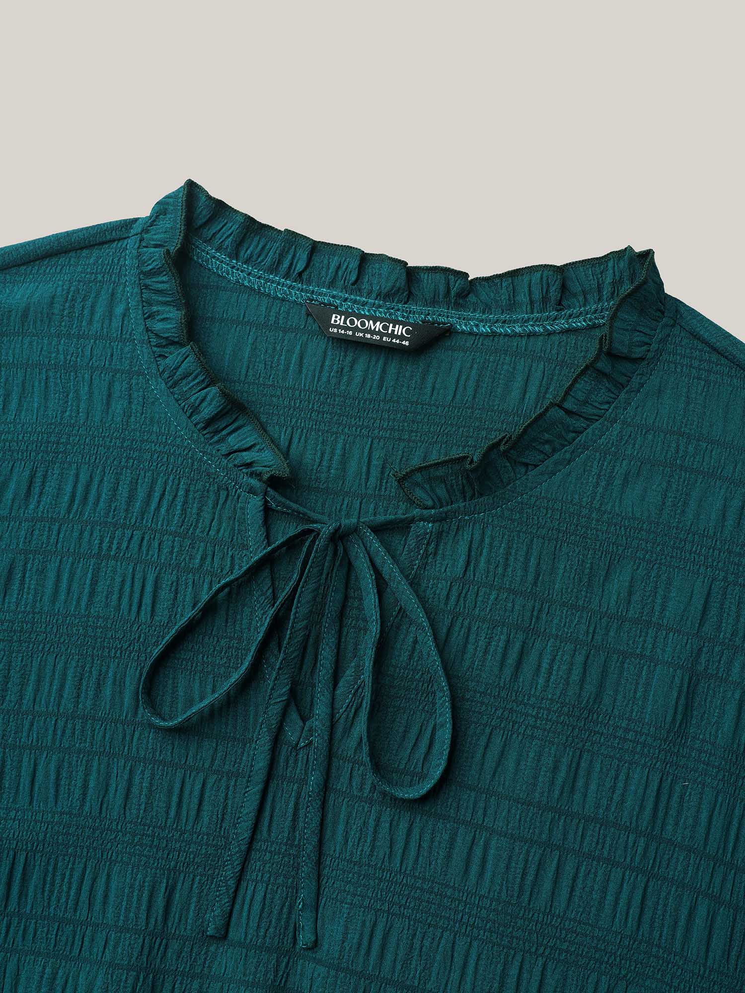 Stretchy Waist Frill Trim Pockets Midi Dress - Image 5