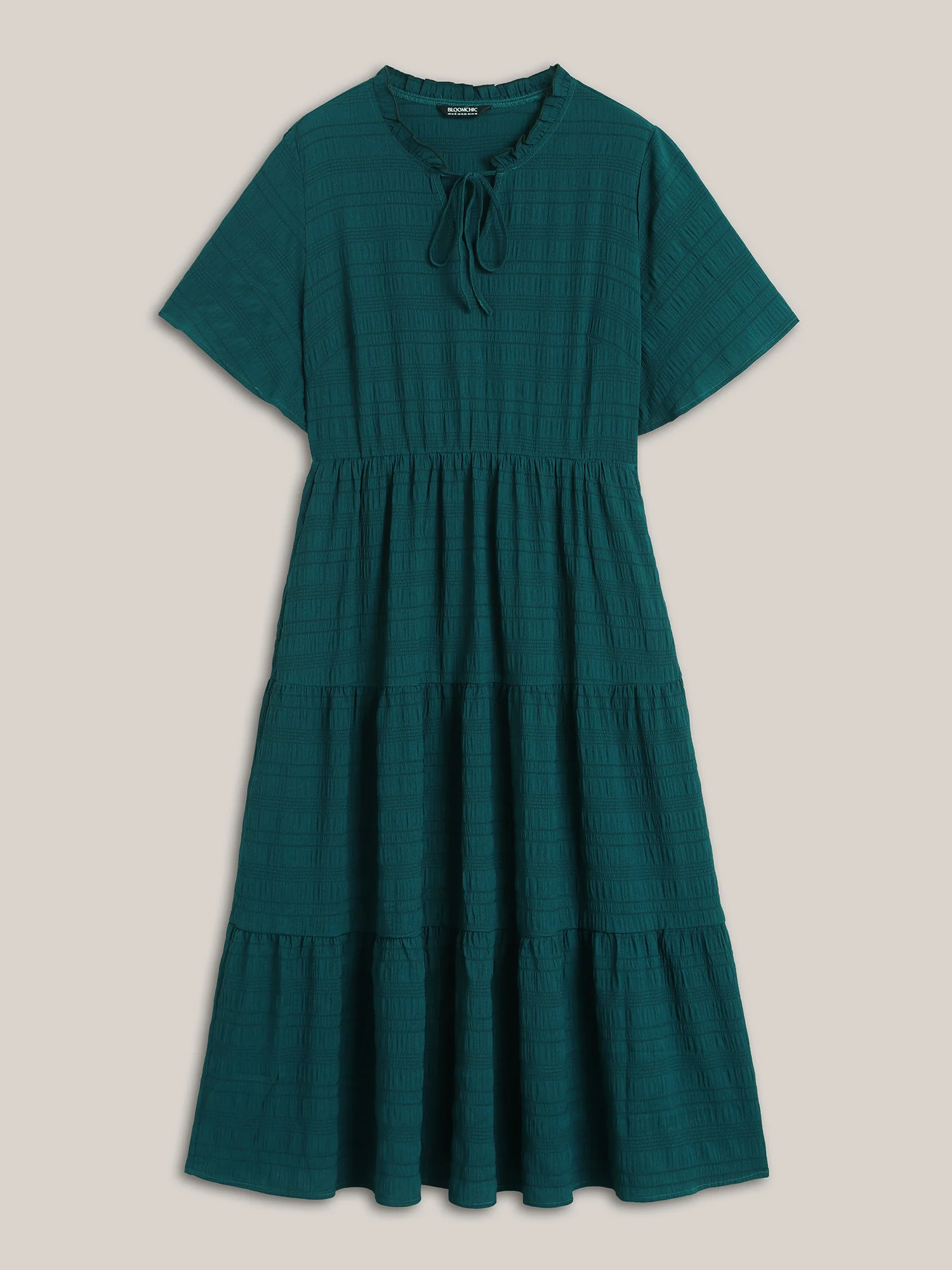 Stretchy Waist Frill Trim Pockets Midi Dress - Image 7