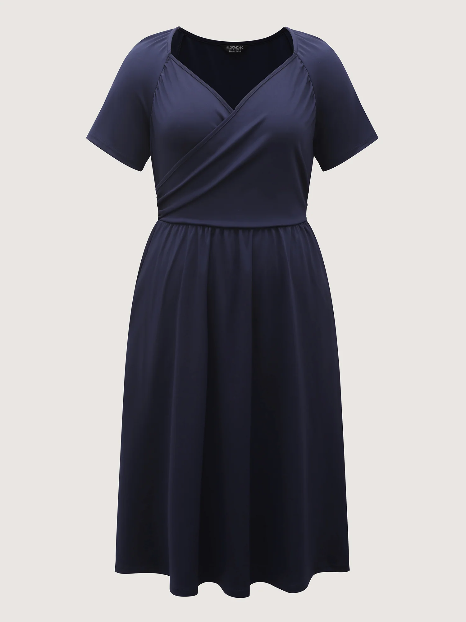Stretchy Waist Overlap Pockets Midi Dress - Image 7