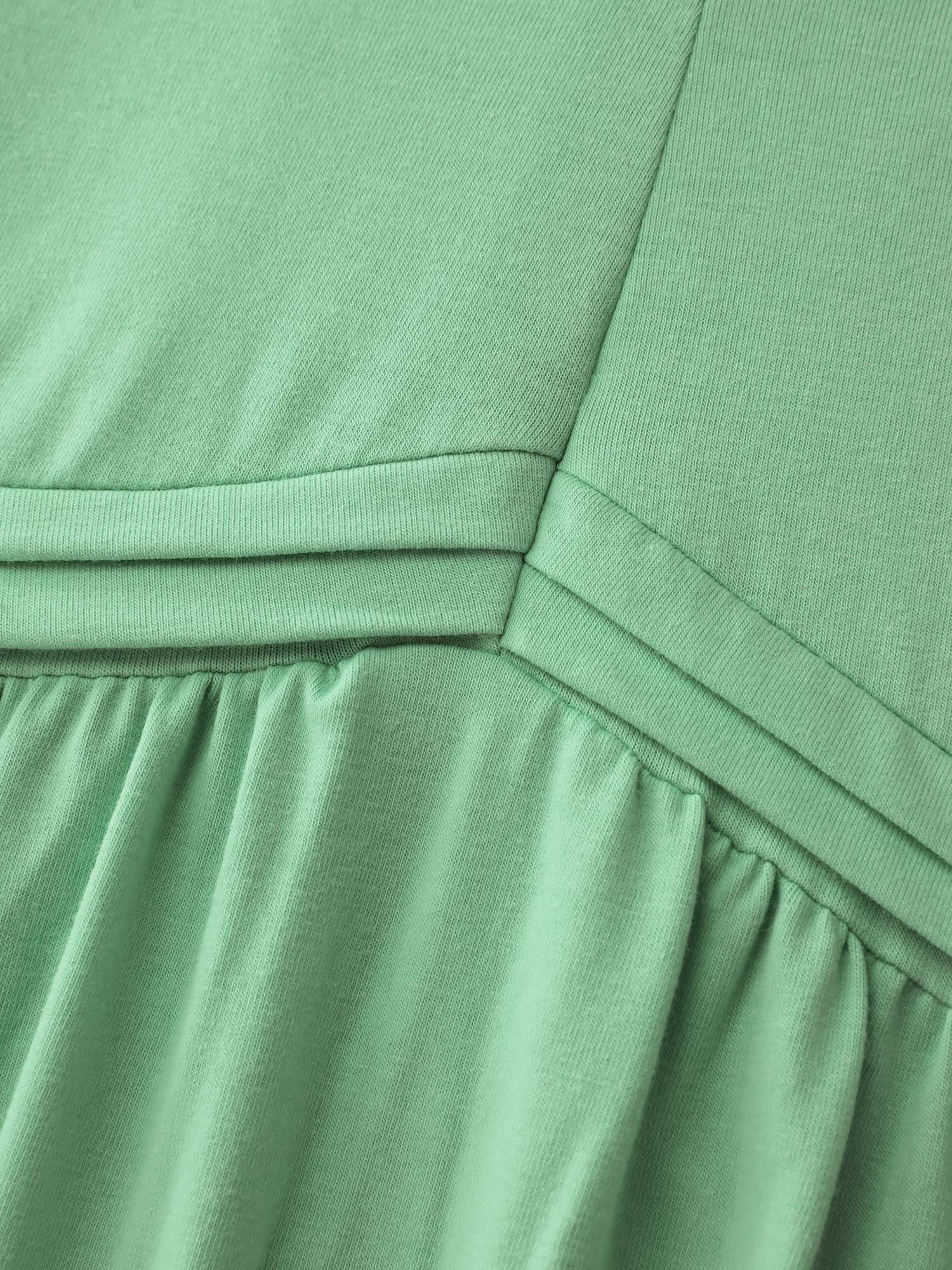 Stretchy Waist Pleated Flutter Sleeve T-Shirt - Image 5
