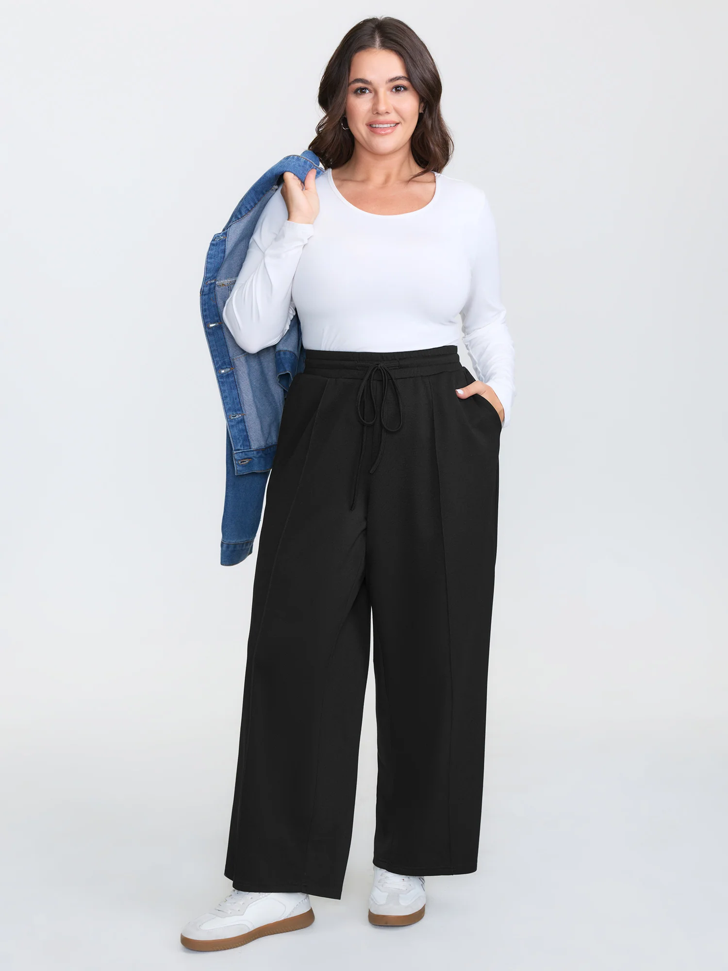 Stretchy Waist Pockets Drawstring Pants - Image 2