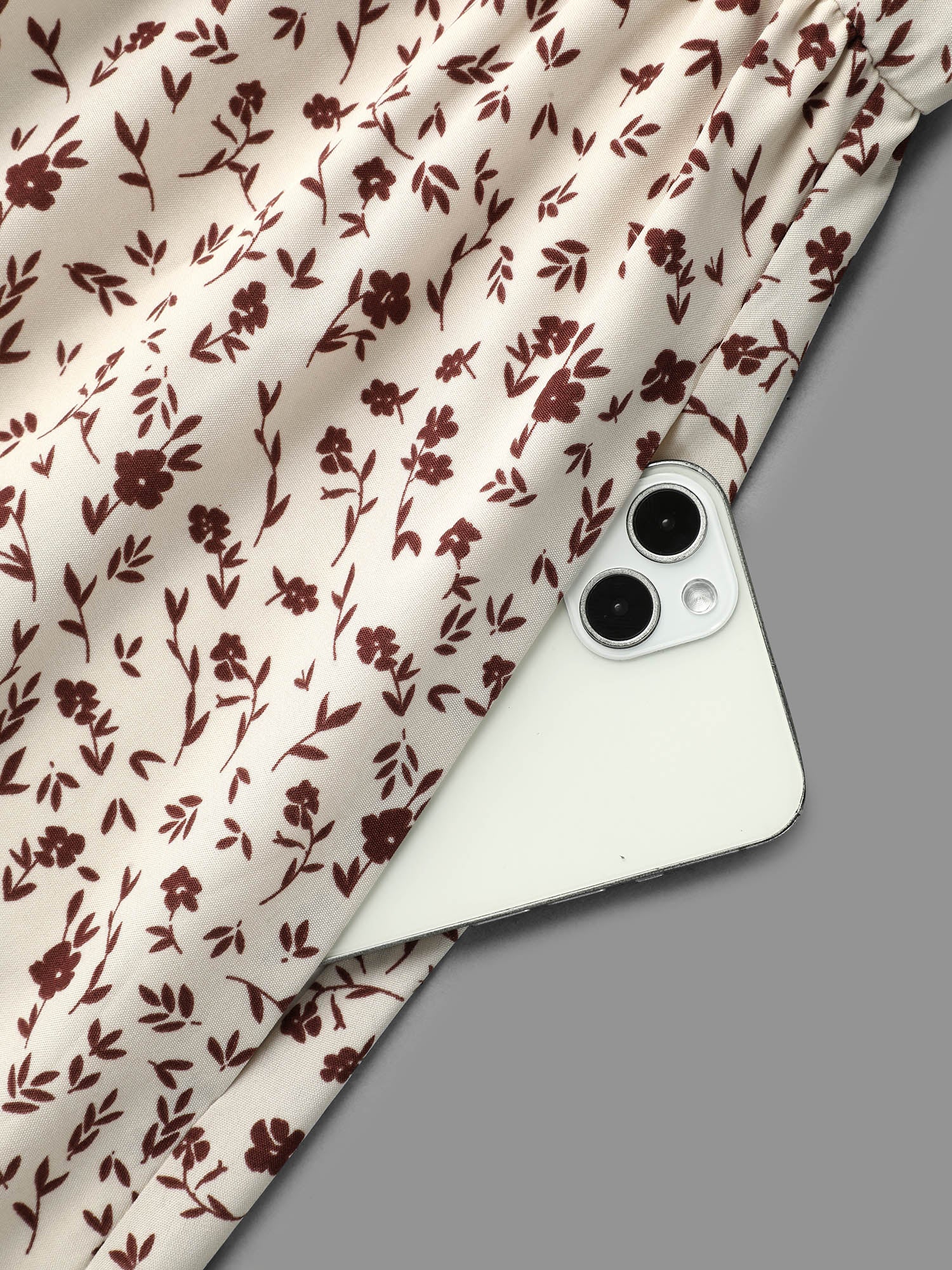 Stretchy-Waist Printed Pockets Midi Dress - Image 6
