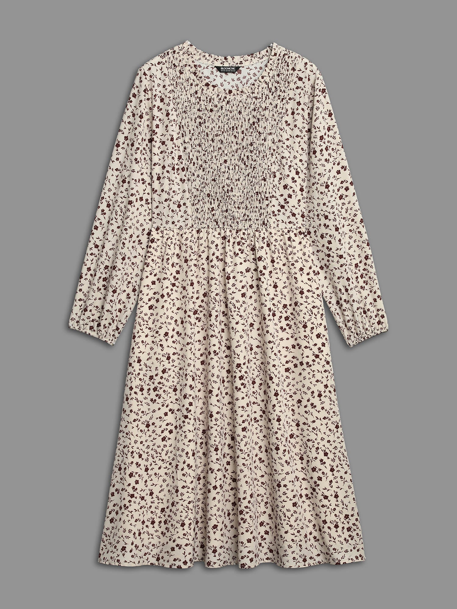 Stretchy-Waist Printed Pockets Midi Dress - Image 8