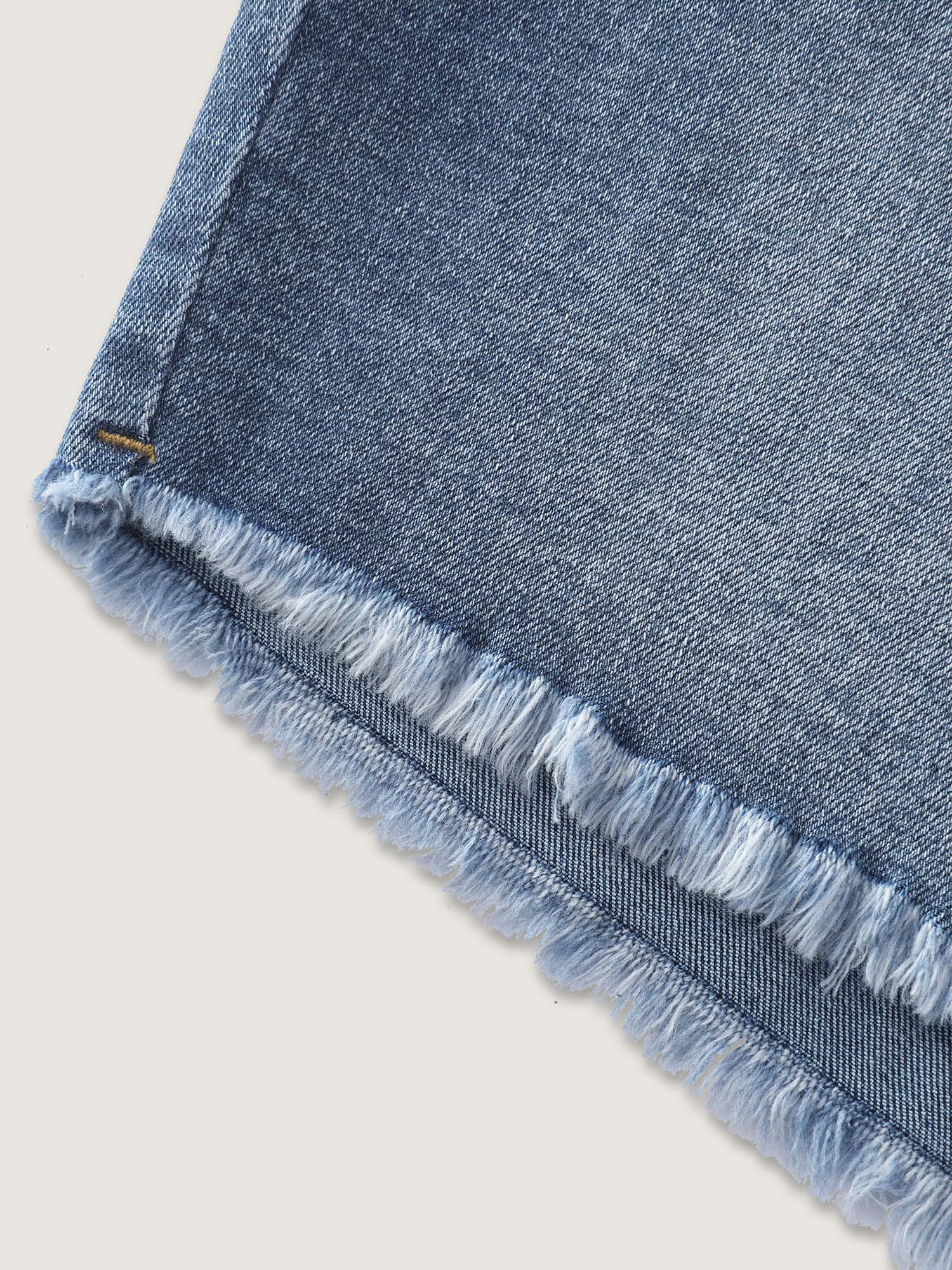 Stretchy Waist Raw Hem Straight-Leg Denim Shorts - Image 8