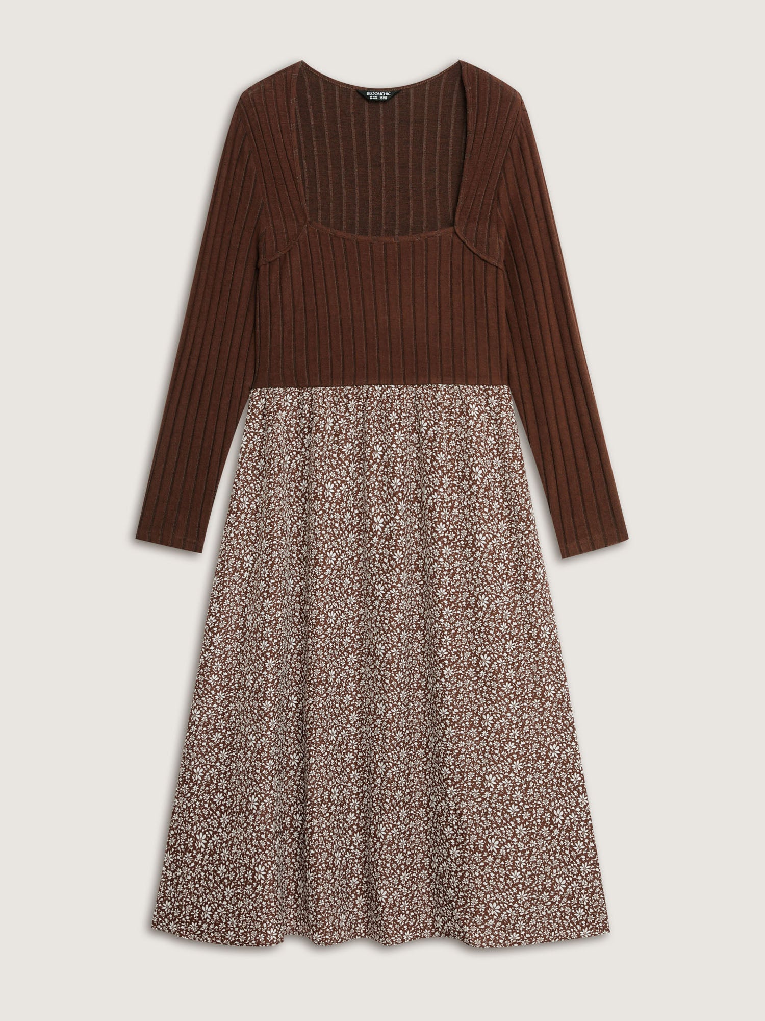 Stretchy Waist Retro Contrast Midi Dress - Image 7