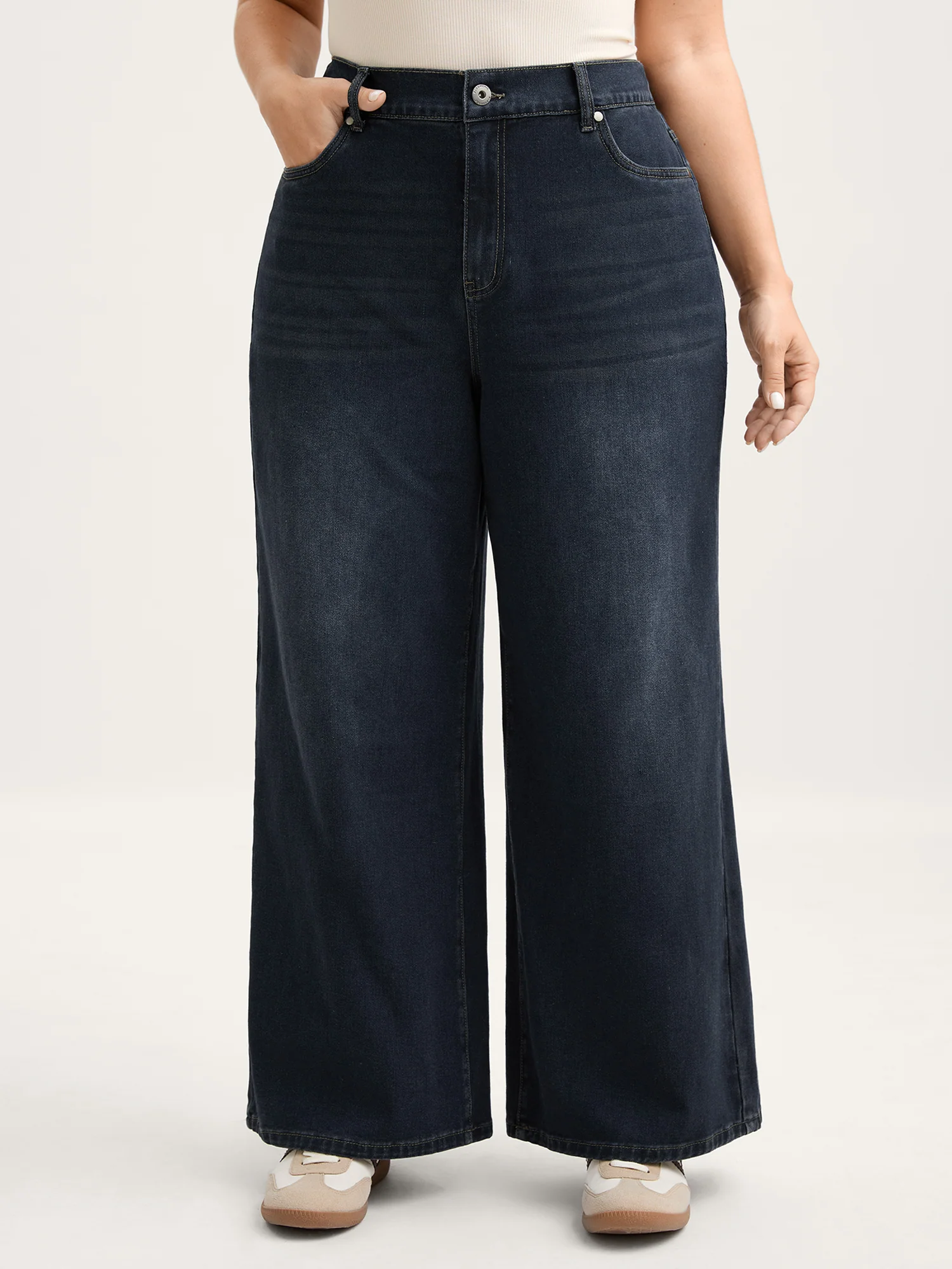 Pull-On Stretchy-Waist Wide-Leg Jeans - Image 6