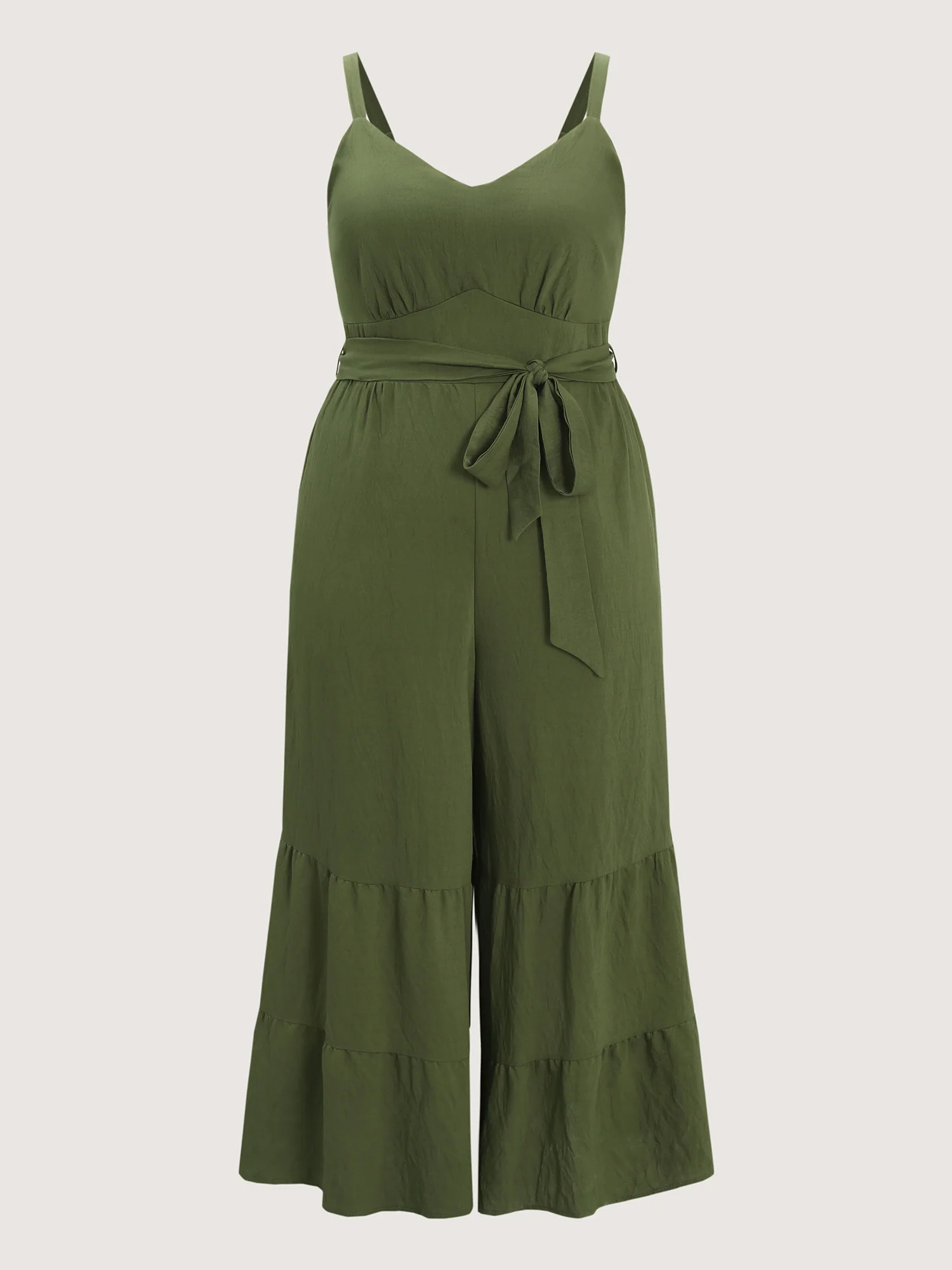 Stretchy Waist Ruffled Hem Pockets Jumpsuit - Image 7