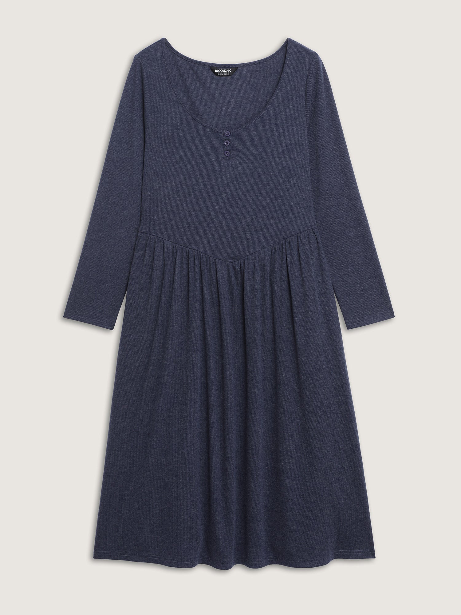 Stretchy Waist Scoop Neck Knit Midi Dress - Image 7