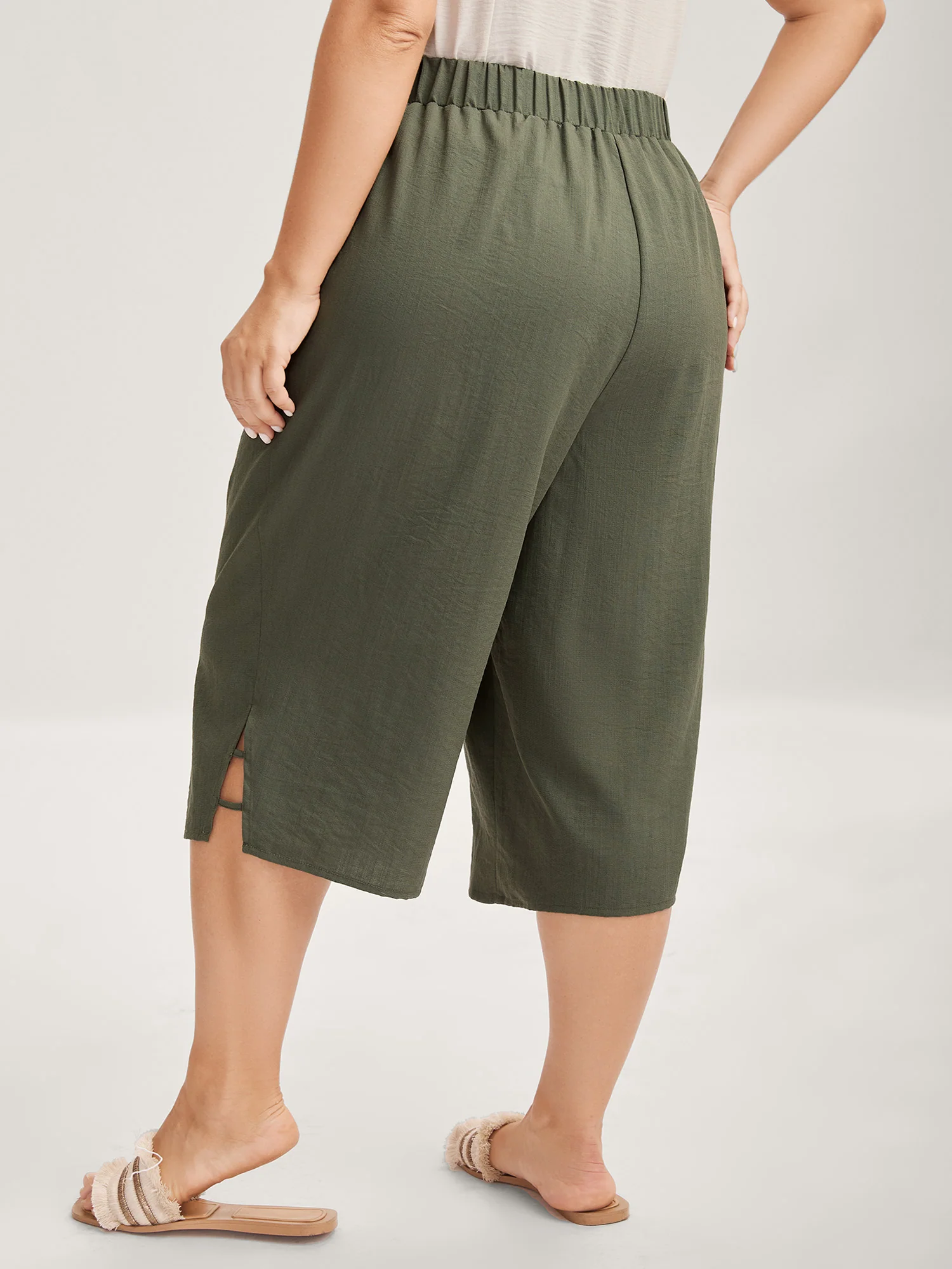 Stretchy Waist Straight-Leg Capri Pants - Image 6