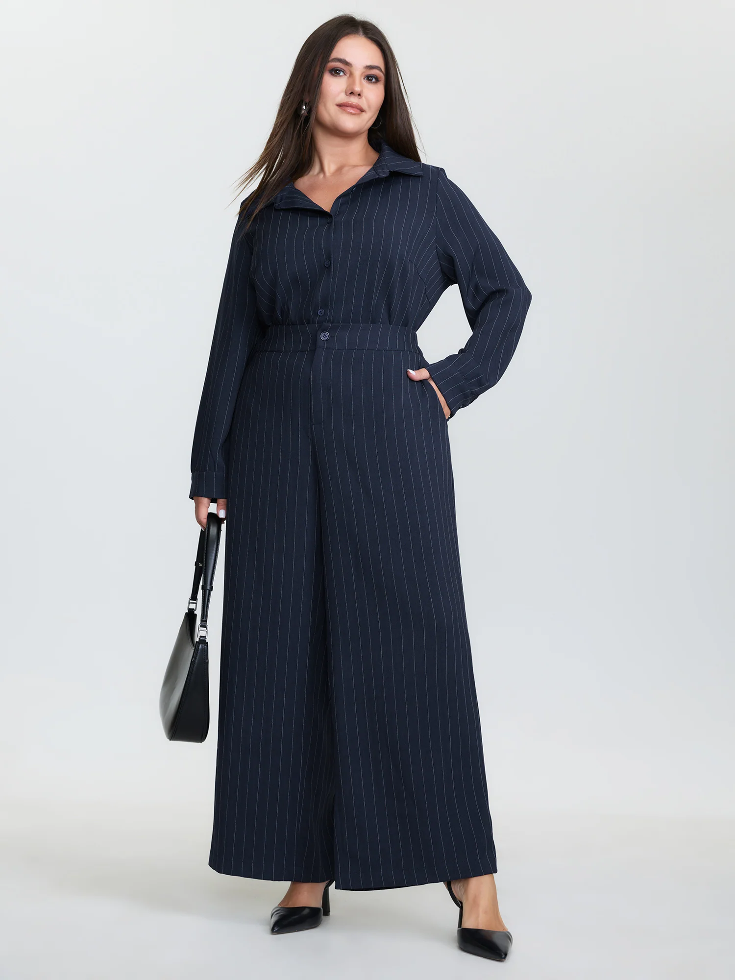 Stretchy Waist Striped Straight-Leg Pants - Image 2