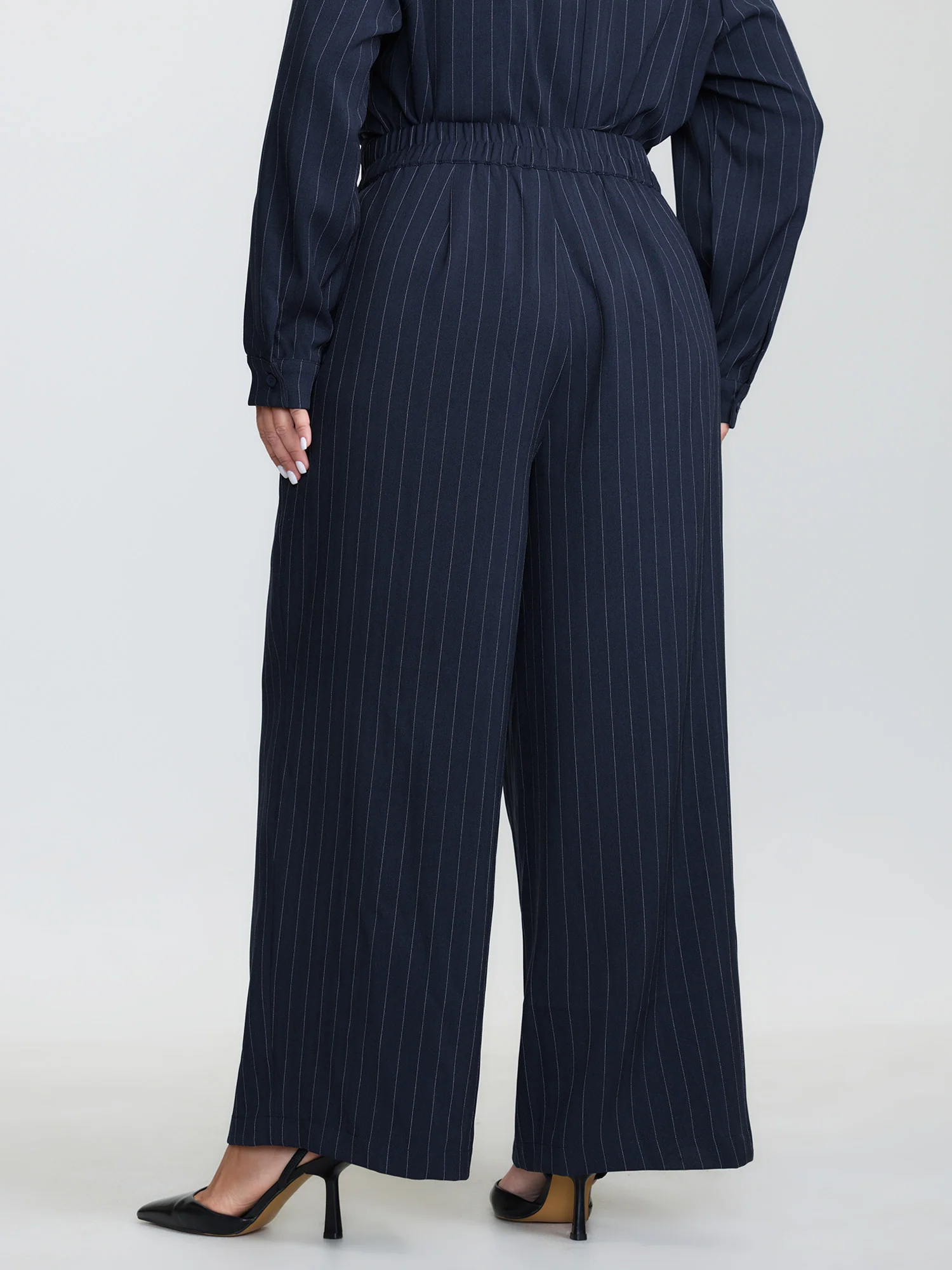Stretchy Waist Striped Straight-Leg Pants - Image 5