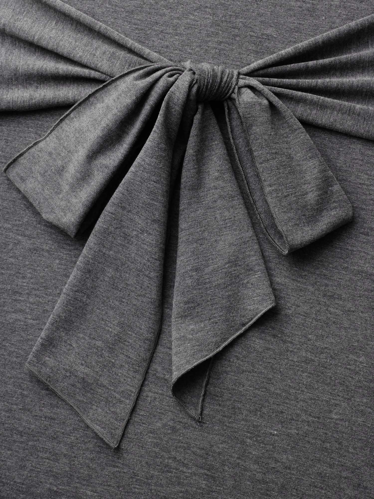 Stretchy Waist-Tie Plain Knit Dress - Image 6