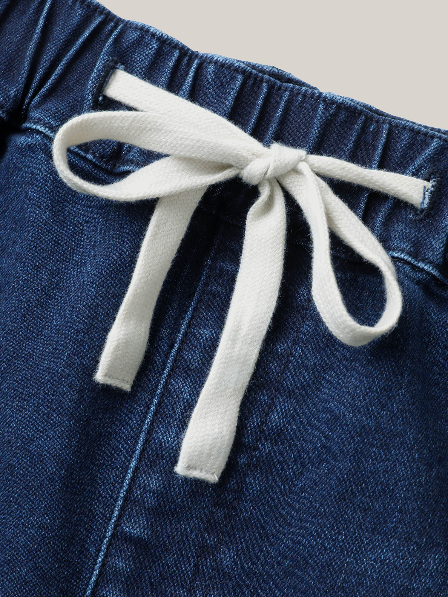 Stretchy Waist Tie Straight-Leg Denim Shorts - Image 6