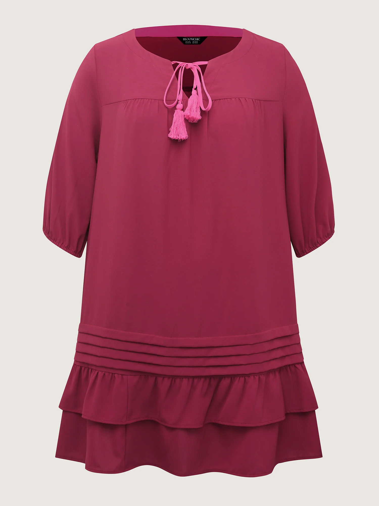 Stretchy Waist Tiered Tie Knee-Length Dress - Image 8